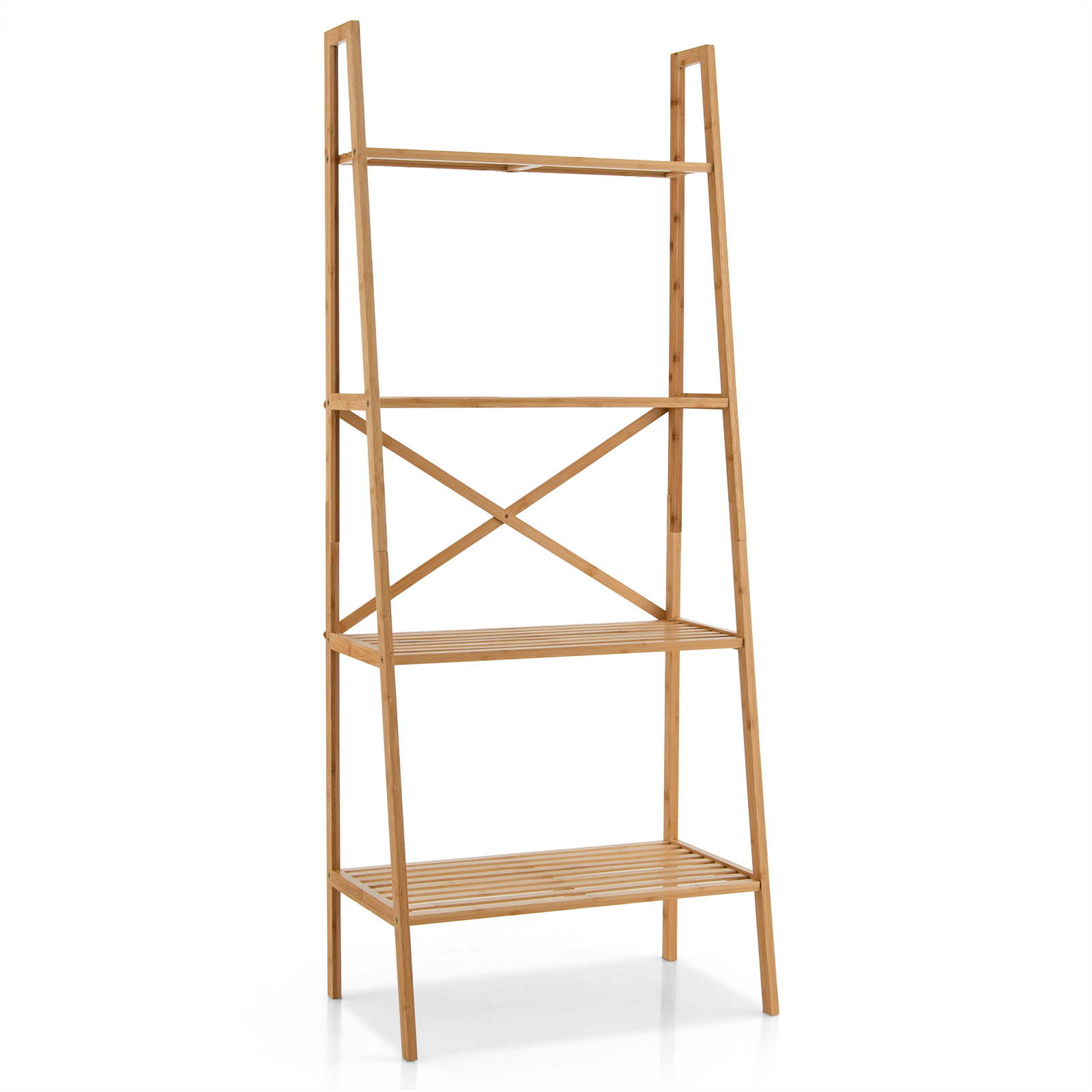 4-Tier Freestanding Bookcase with Anti-Toppling Device for Living Room-Natural