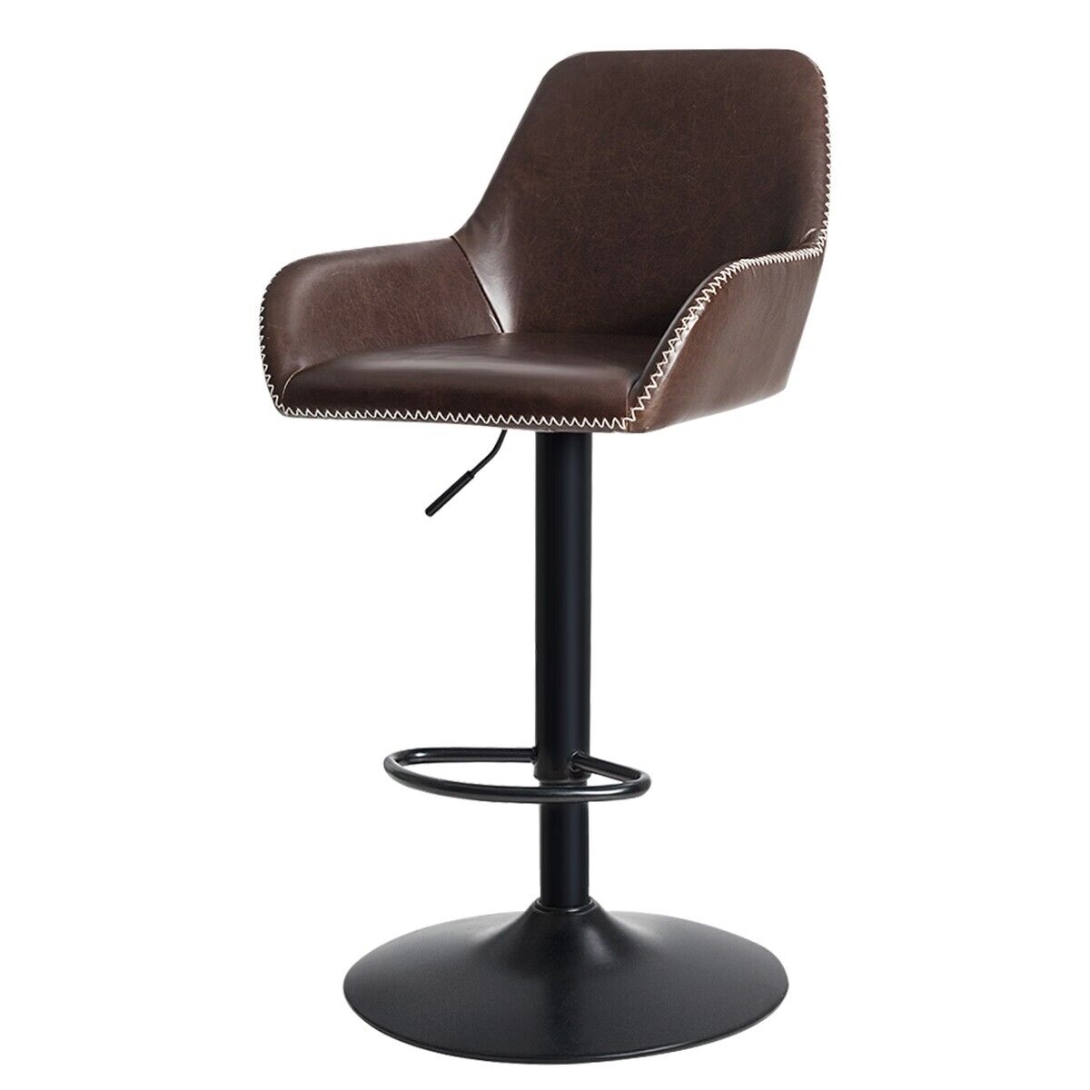 PU Leather 360° Swivel Adjustable Bar Stool with Armrest