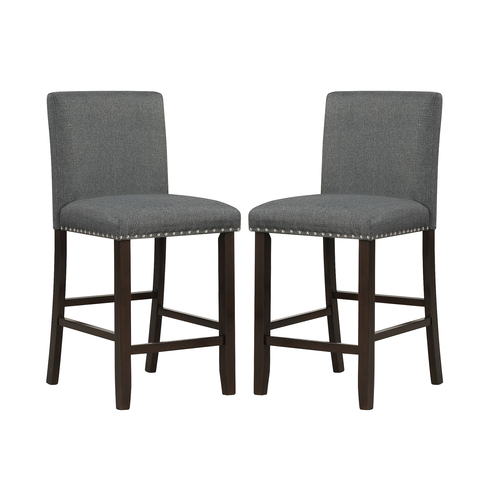 Upholstered Bar Stool Set of 2 for Dining Room Kitchen Restaurant-Grey