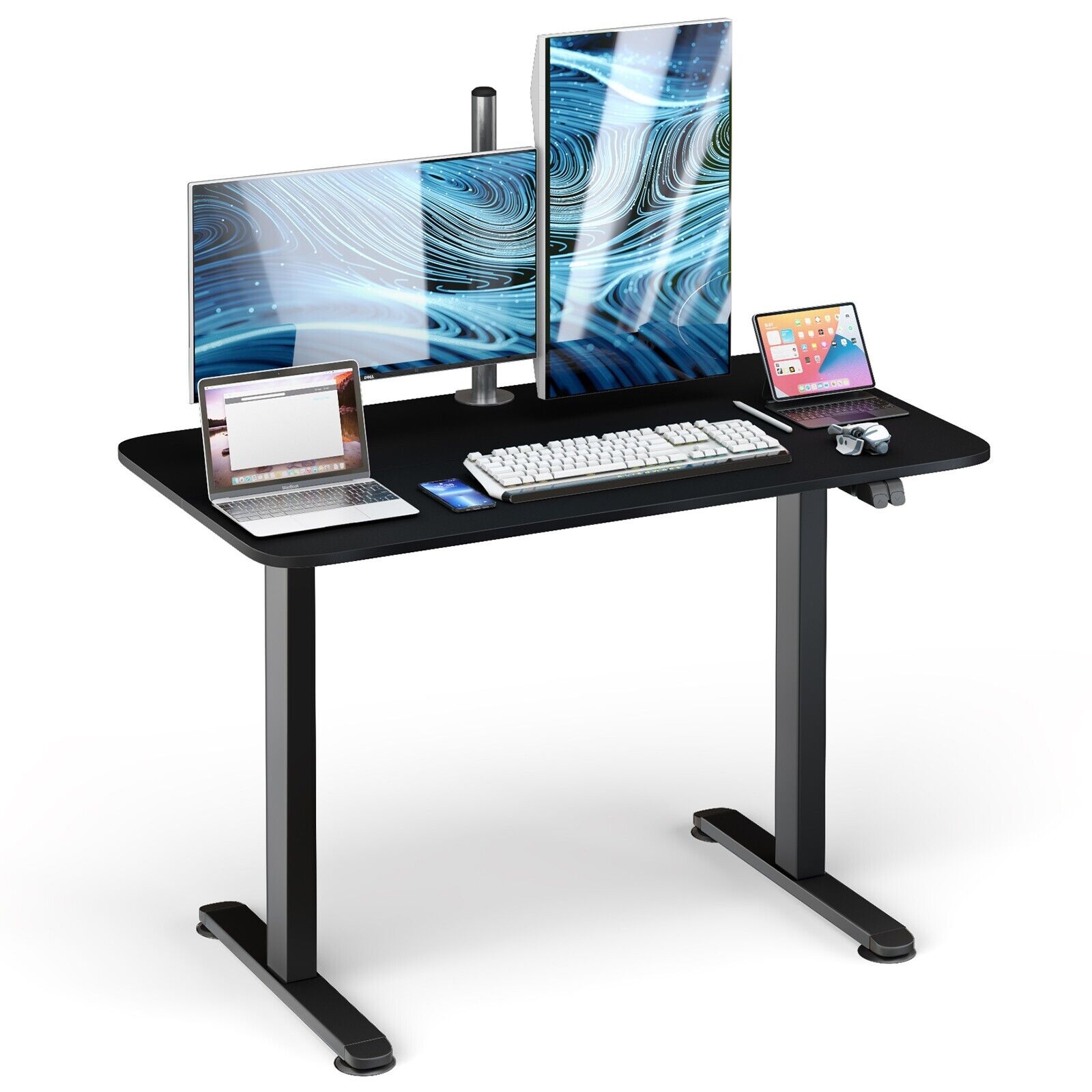 Electric Height Adjustable Standing Desk with Button Controller-Black