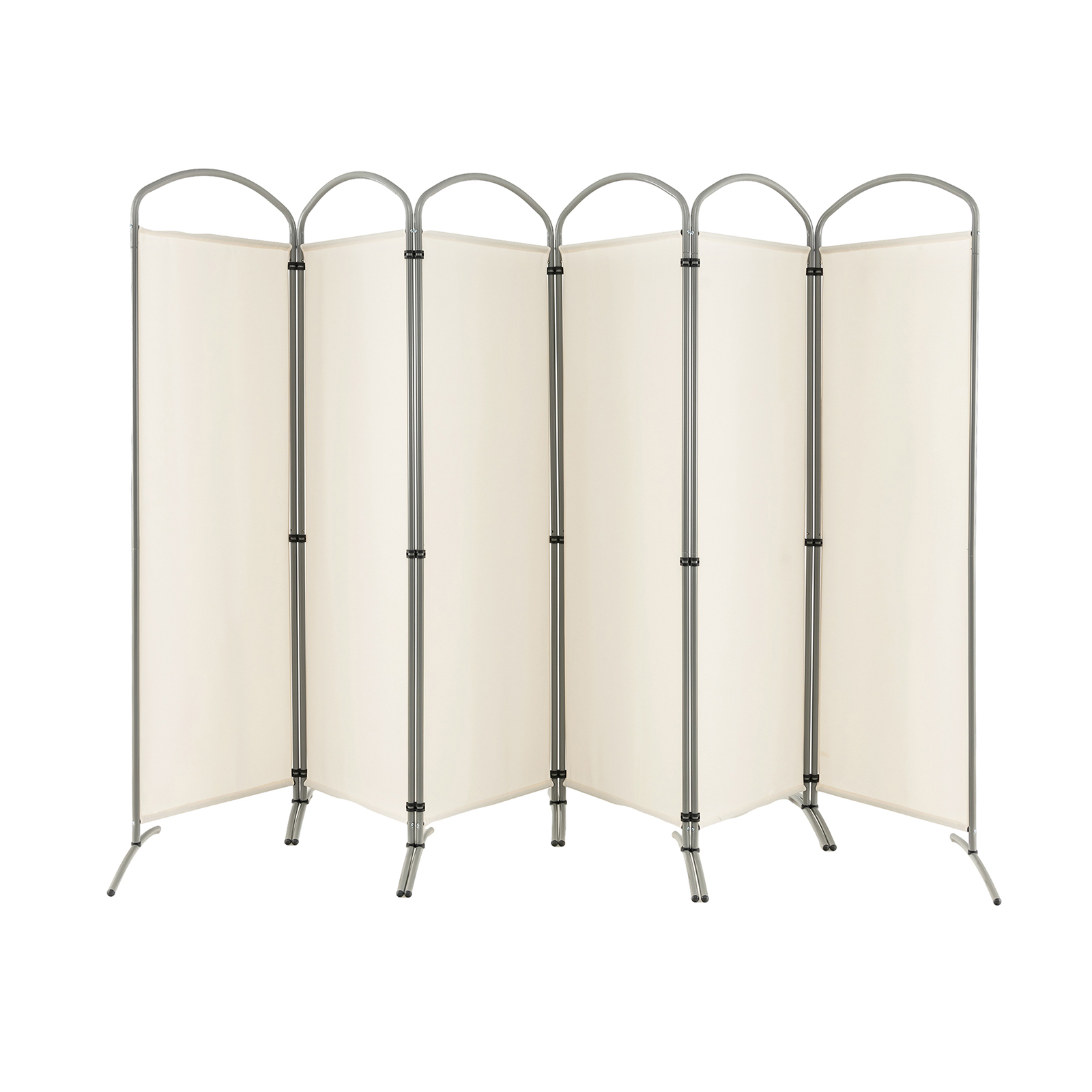 6 Panel Freestanding Folding Room Divider for Home Office-Cream