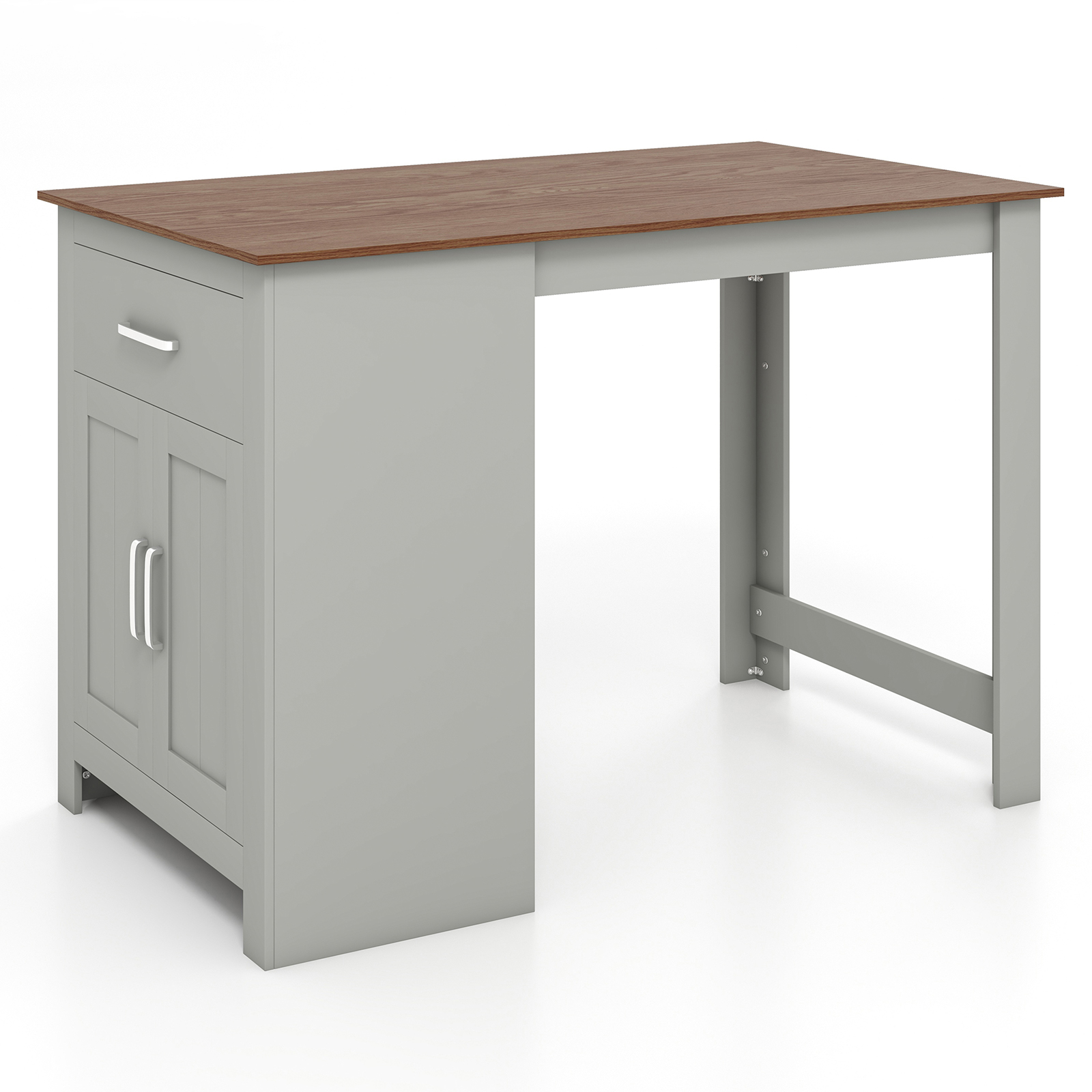 Counter Height Table with Storage Rectangular Pub Dining Table-Grey