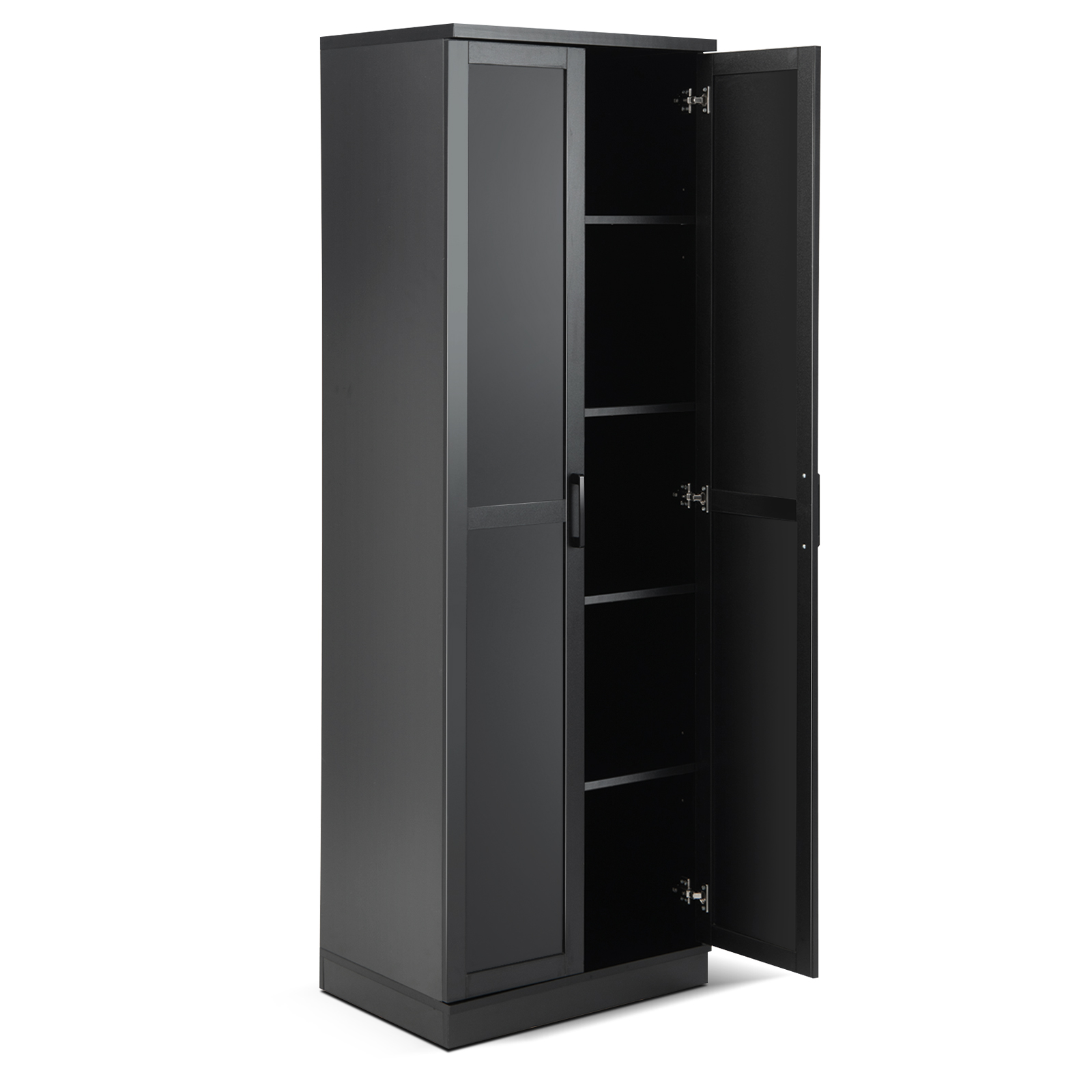 Wooden Storage Cabinet with 2 Doors and Adjustable Shelves-Black