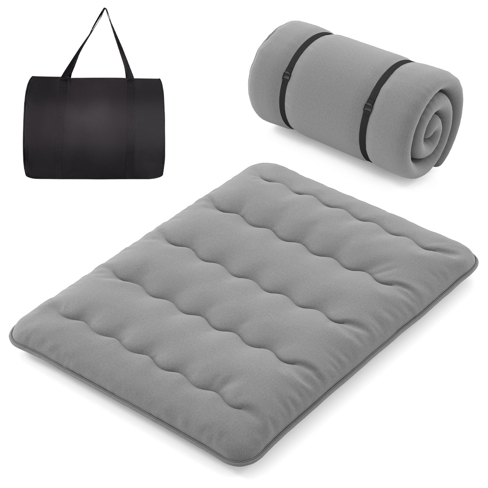 Japanese Floor Mattress with Washable Cover and Carry Bag-Grey-King Size