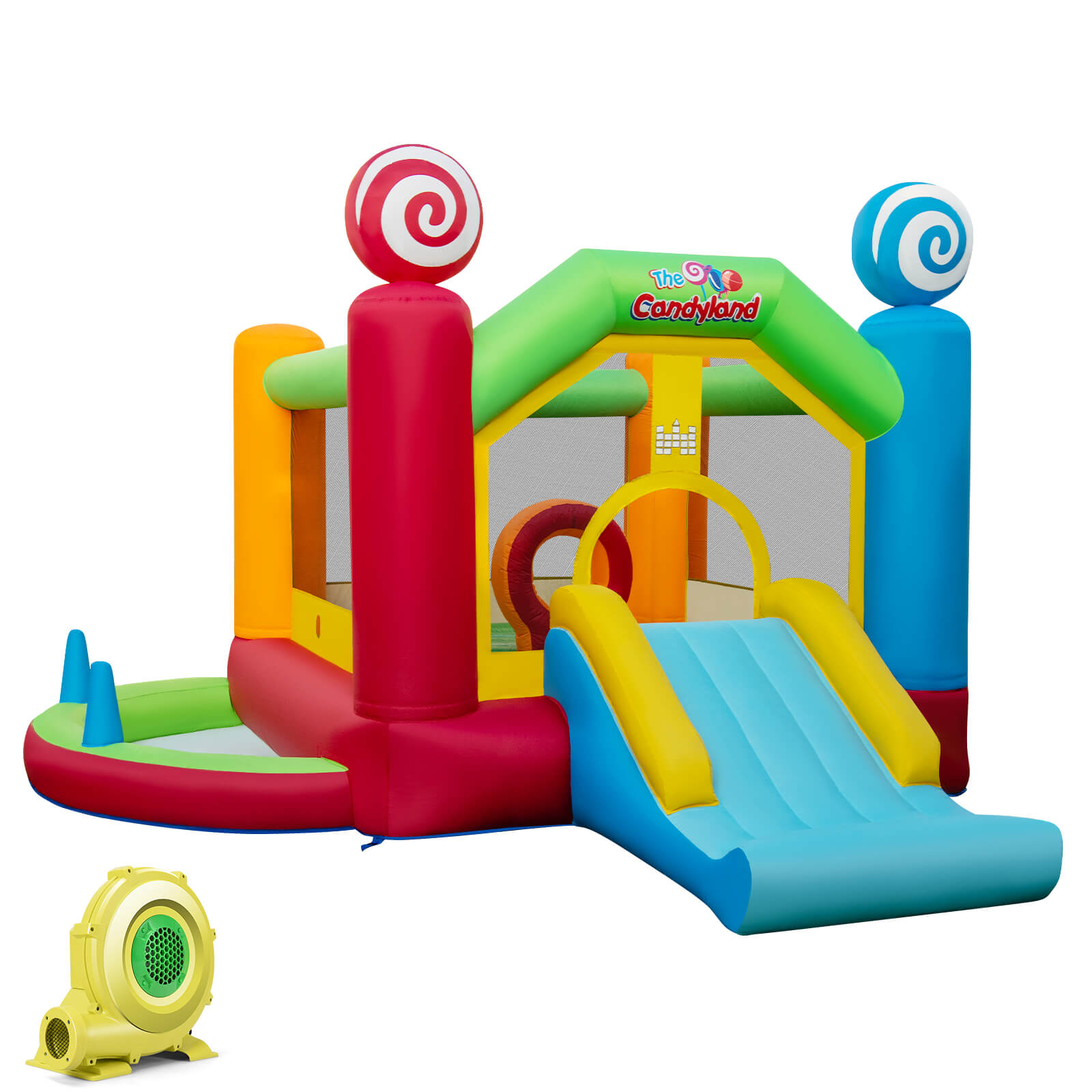 Inflatable Bounce Castle with Slide and 680W Blower