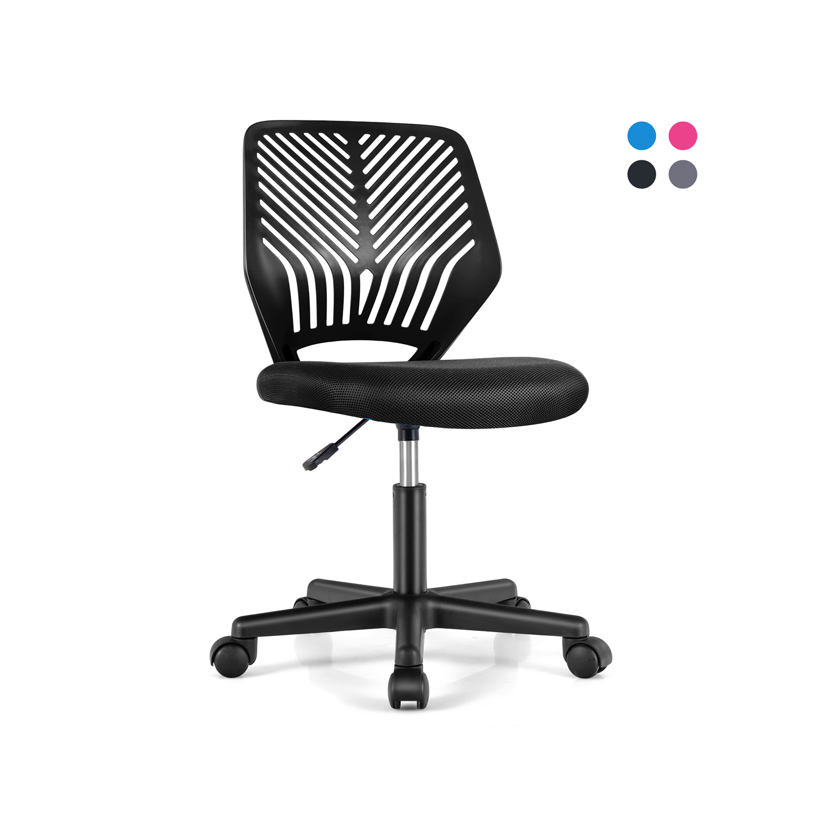 Height-adjustable Kids Mesh Ergonomic Desk Chair with Universal Casters-Black