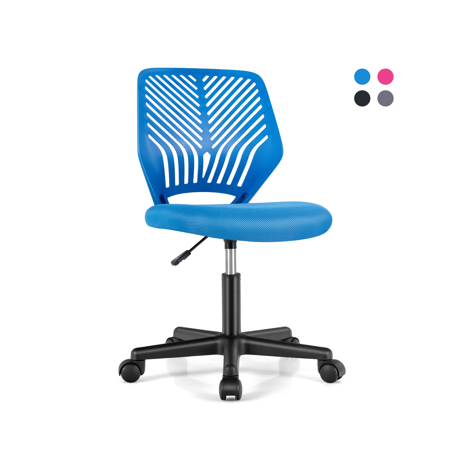 Height-adjustable Kids Mesh Ergonomic Desk Chair with Universal Casters-Blue