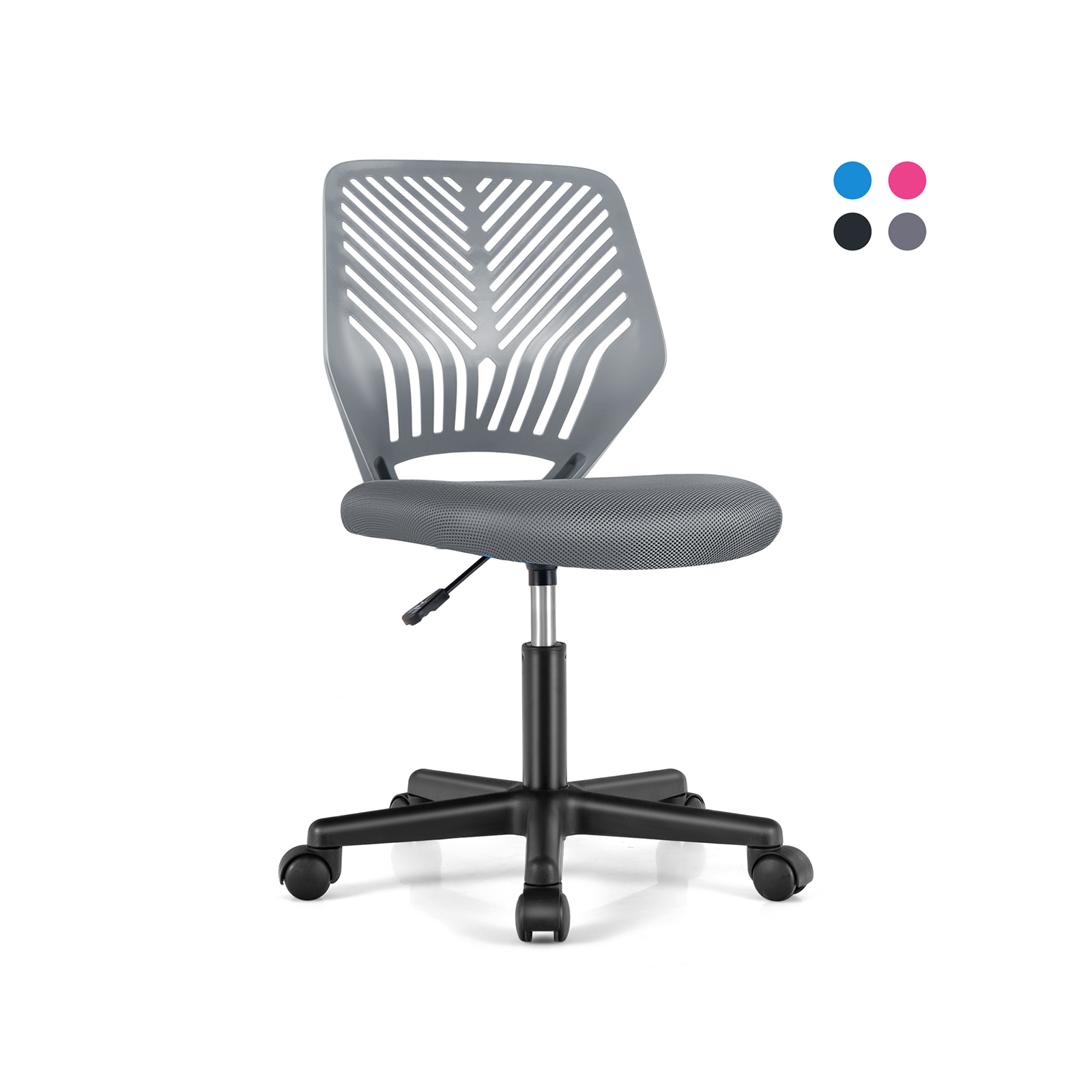 Height-adjustable Kids Mesh Ergonomic Desk Chair with Universal Casters-Grey