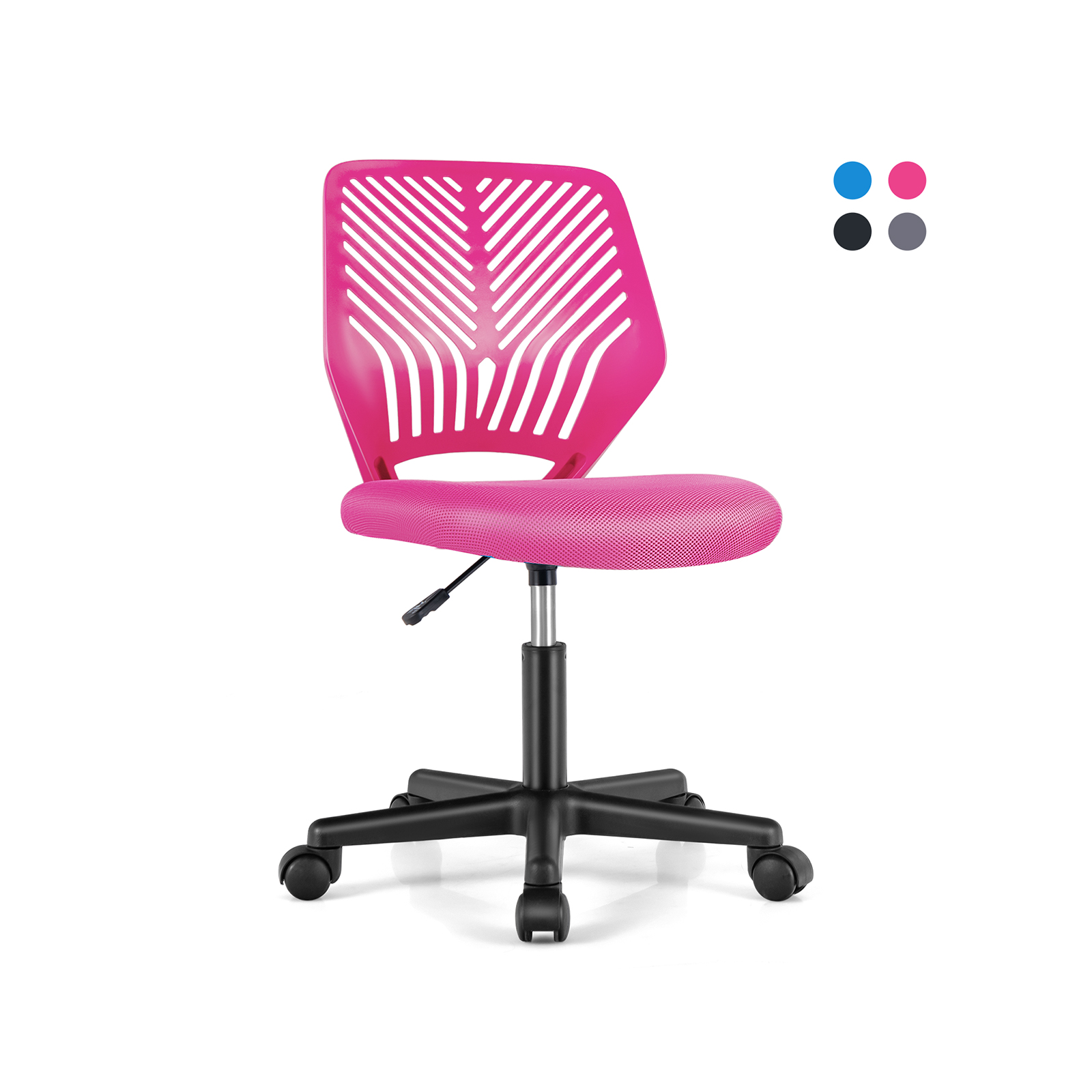 Height-adjustable Kids Mesh Ergonomic Desk Chair with Universal Casters-Pink