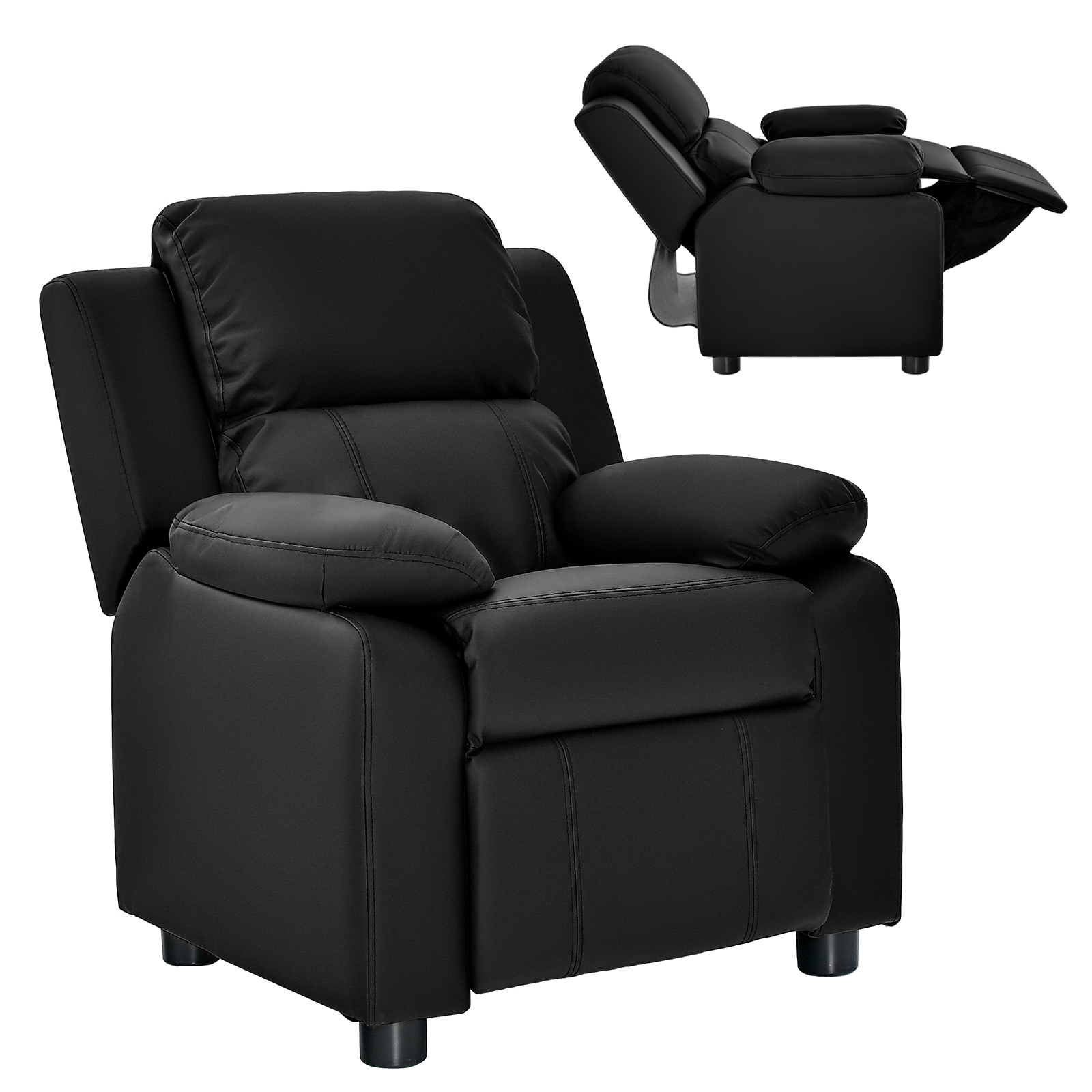 Kids Recliner Chair with Adjustable Backrest and Footrest-Black