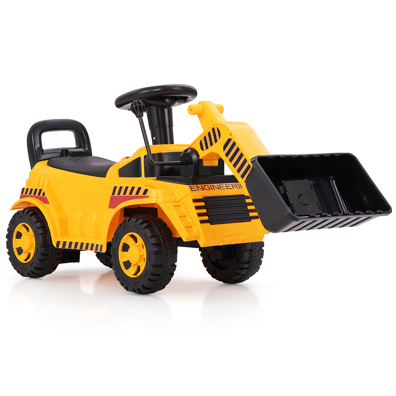 Kids Ride on Excavator Bulldozer with Adjustable Front Bucket-Yellow