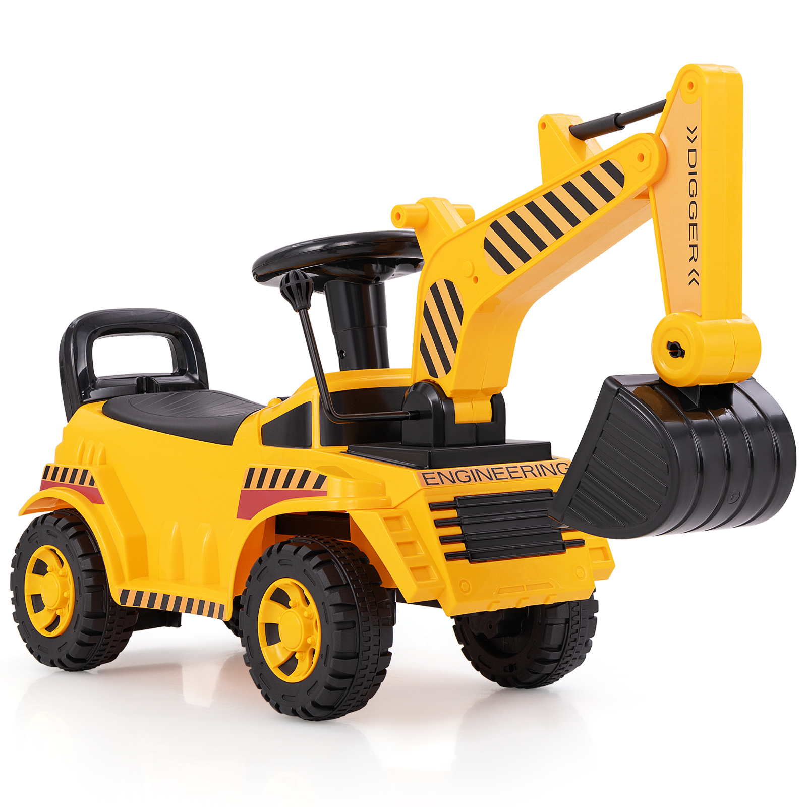 Kids Ride on Excavator Digger Toy with Adjustable Shovel-Yellow