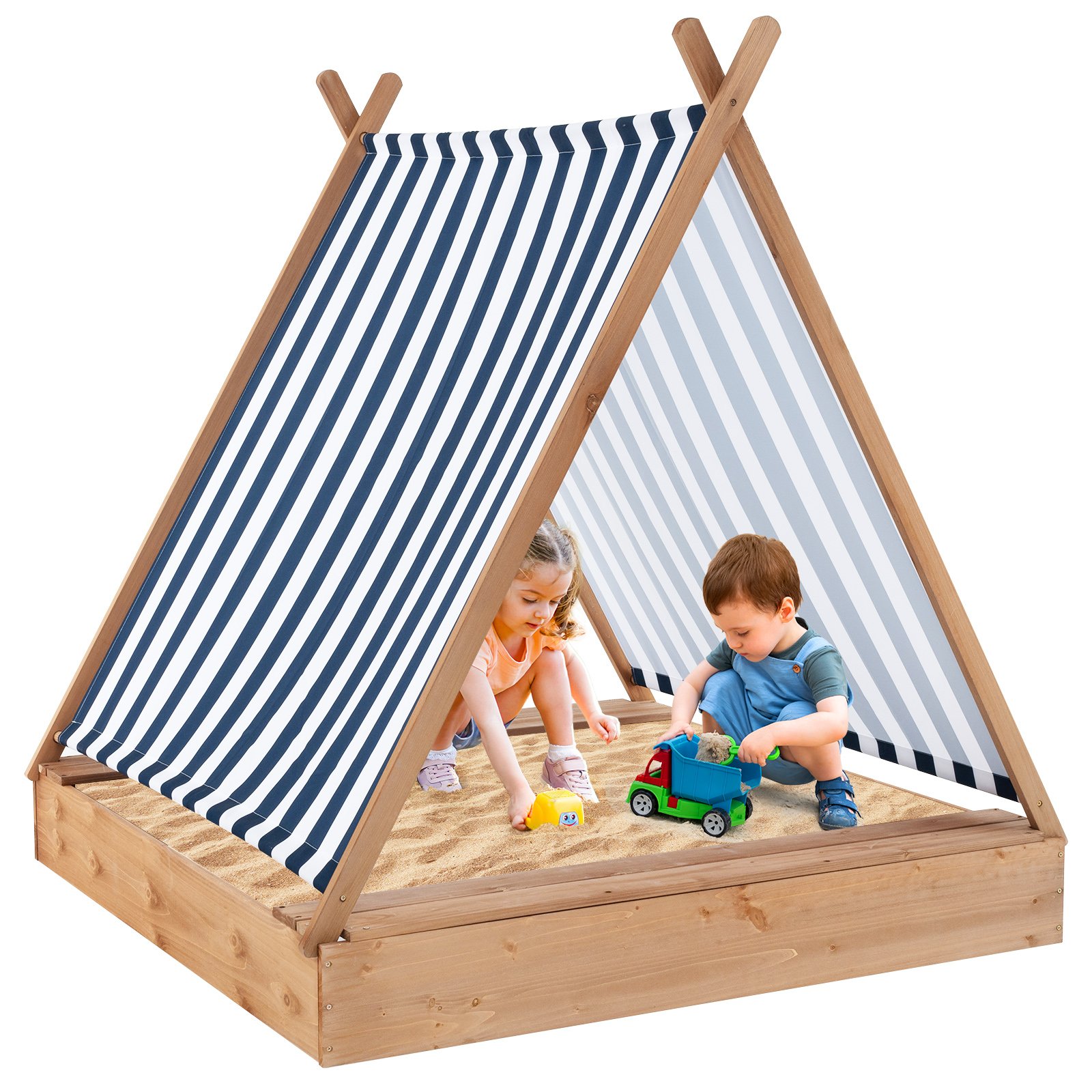 124 x 123cm Kids Sandbox with Cover