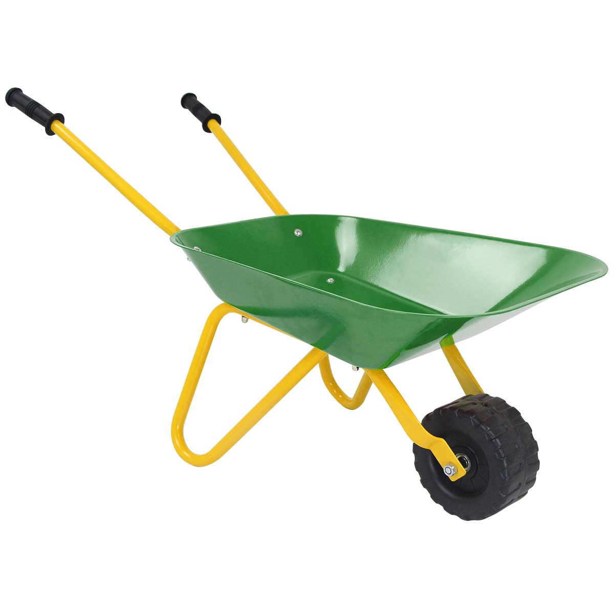 Kids Wheelbarrow with Steel Tray and Rubber Hand Grips-Green