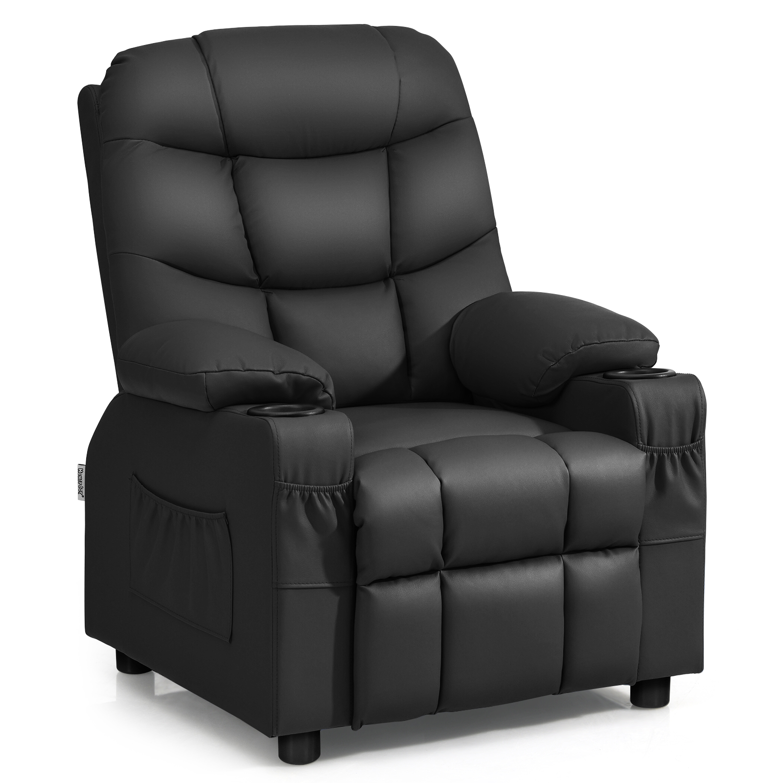 Kids Youth Toddler Upholstered Lounge Recliner Chai with Footrest-Black