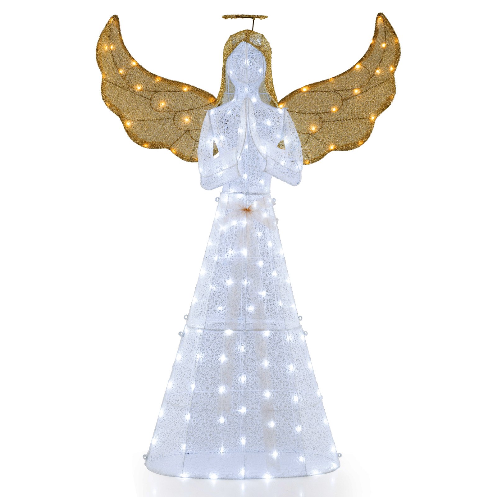 Light-up Winged Holiday Figure with 150 LED Lights Zip Ties and Ground Stakes