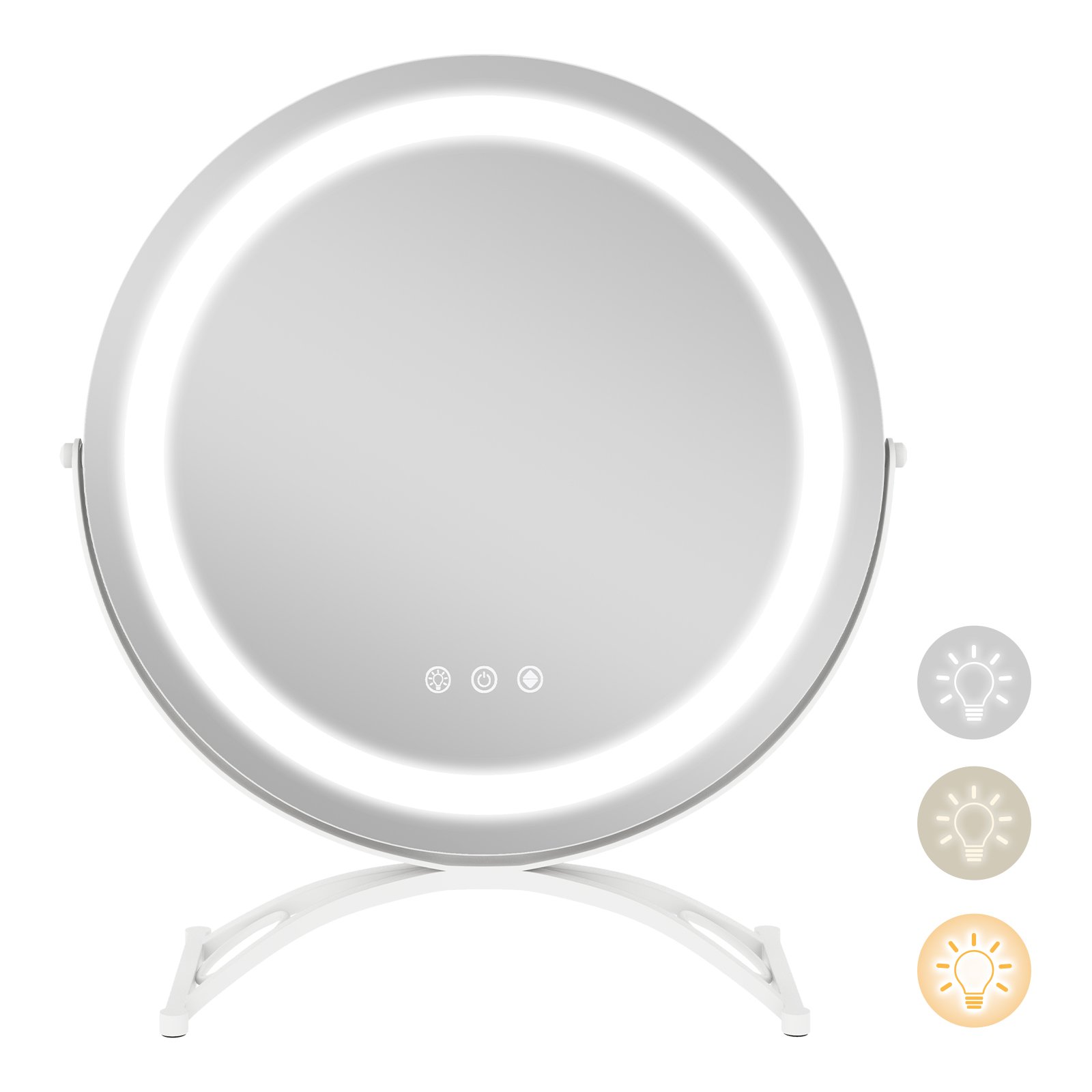 Makeup Vanity Mirror with Lights and Touch Screen with 360-Degree Rotation-White