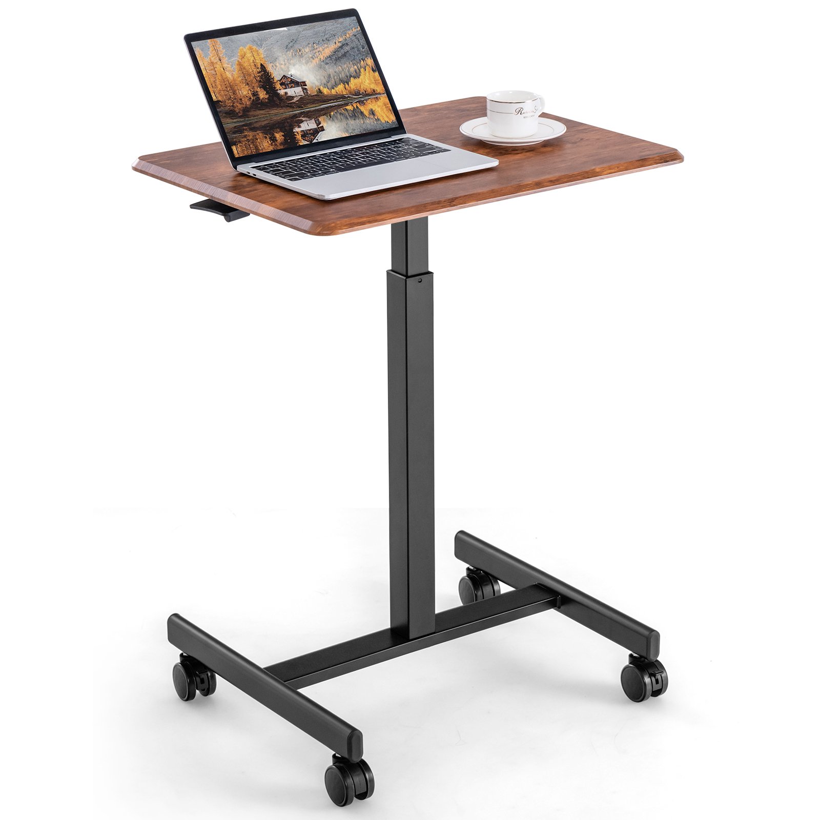 Height Adjustable Rolling Standing Desk-Rustic Brown