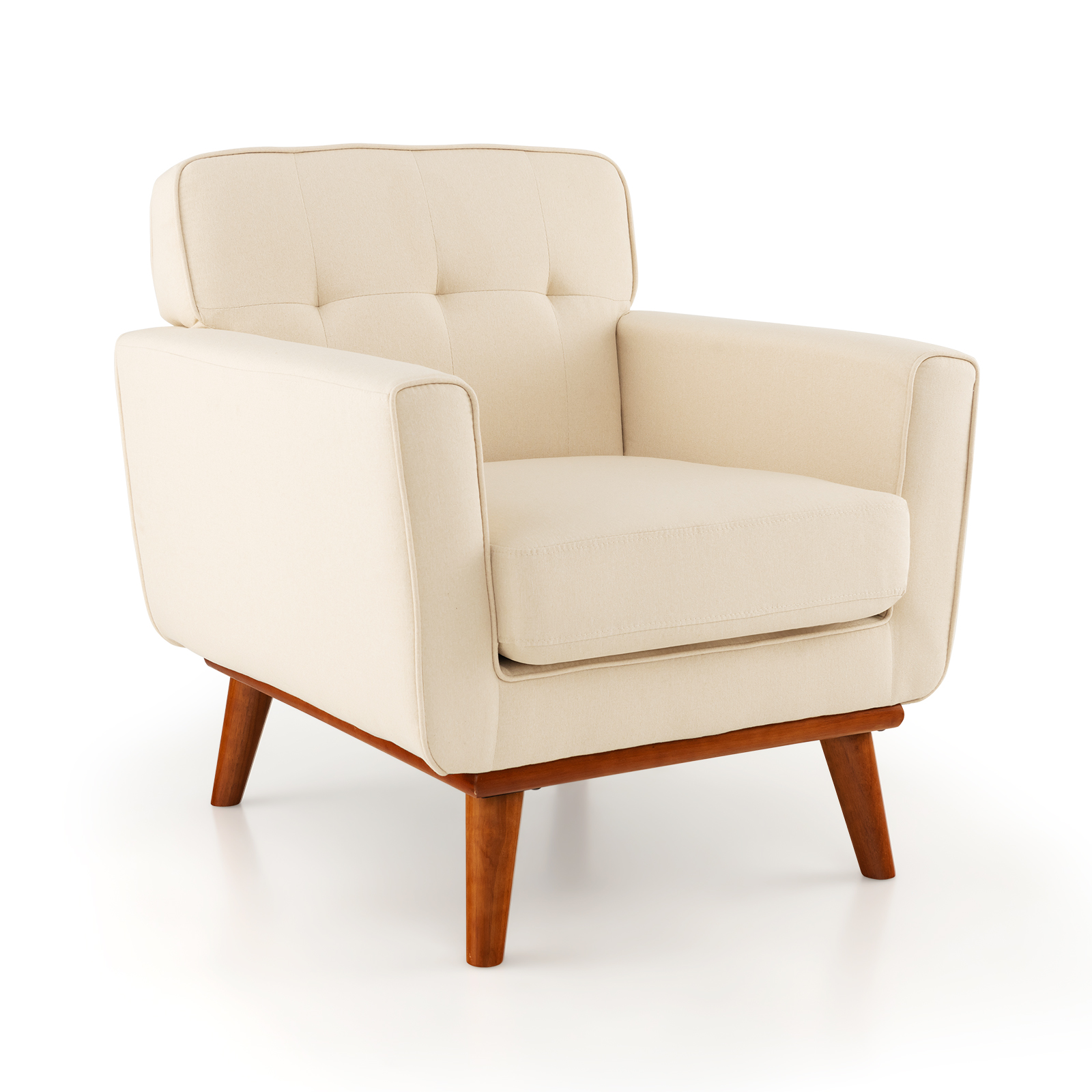 Modern Accent Armchair with Removable Padded Seat Cushion-Beige