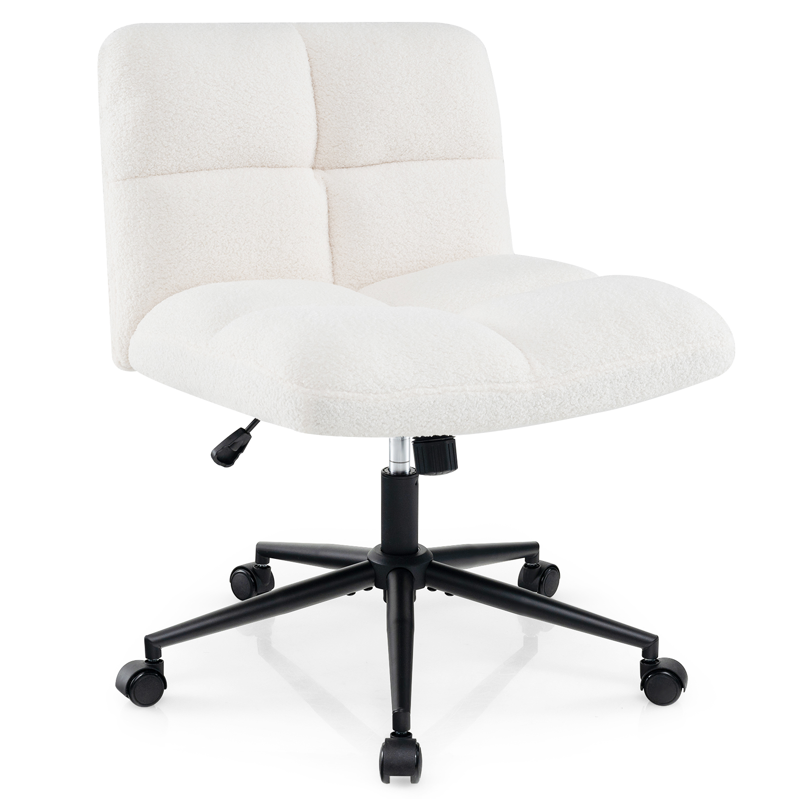 Modern Cross Legged Swivel Task Chair with Wheels-Beige