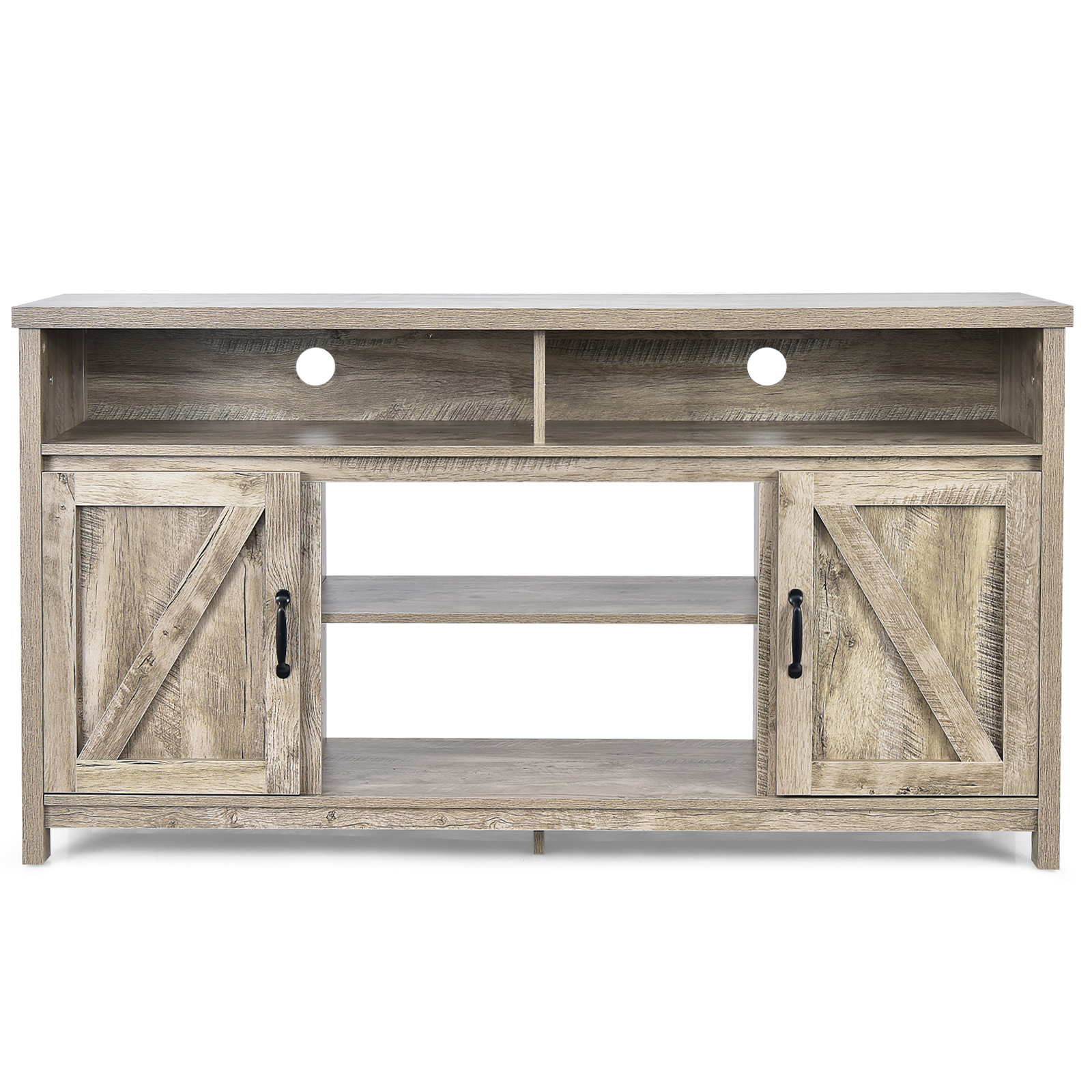 Modern Farmhouse TV Cabinet with Barn Doors for TVs Up to 65 Inches-Natural