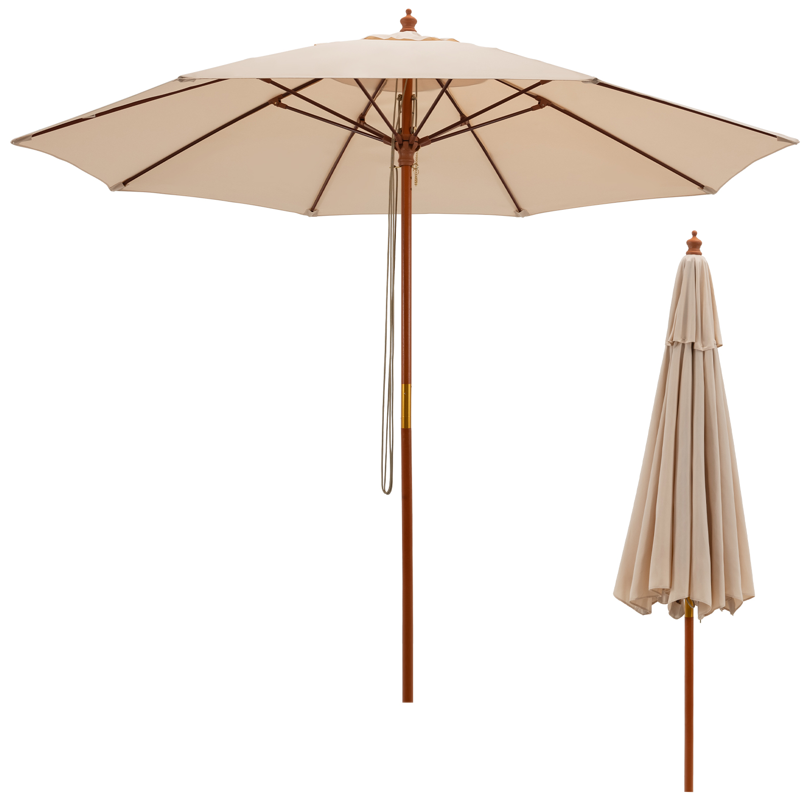 2.83M Garden Parasol with 3-Gear Position-Beige