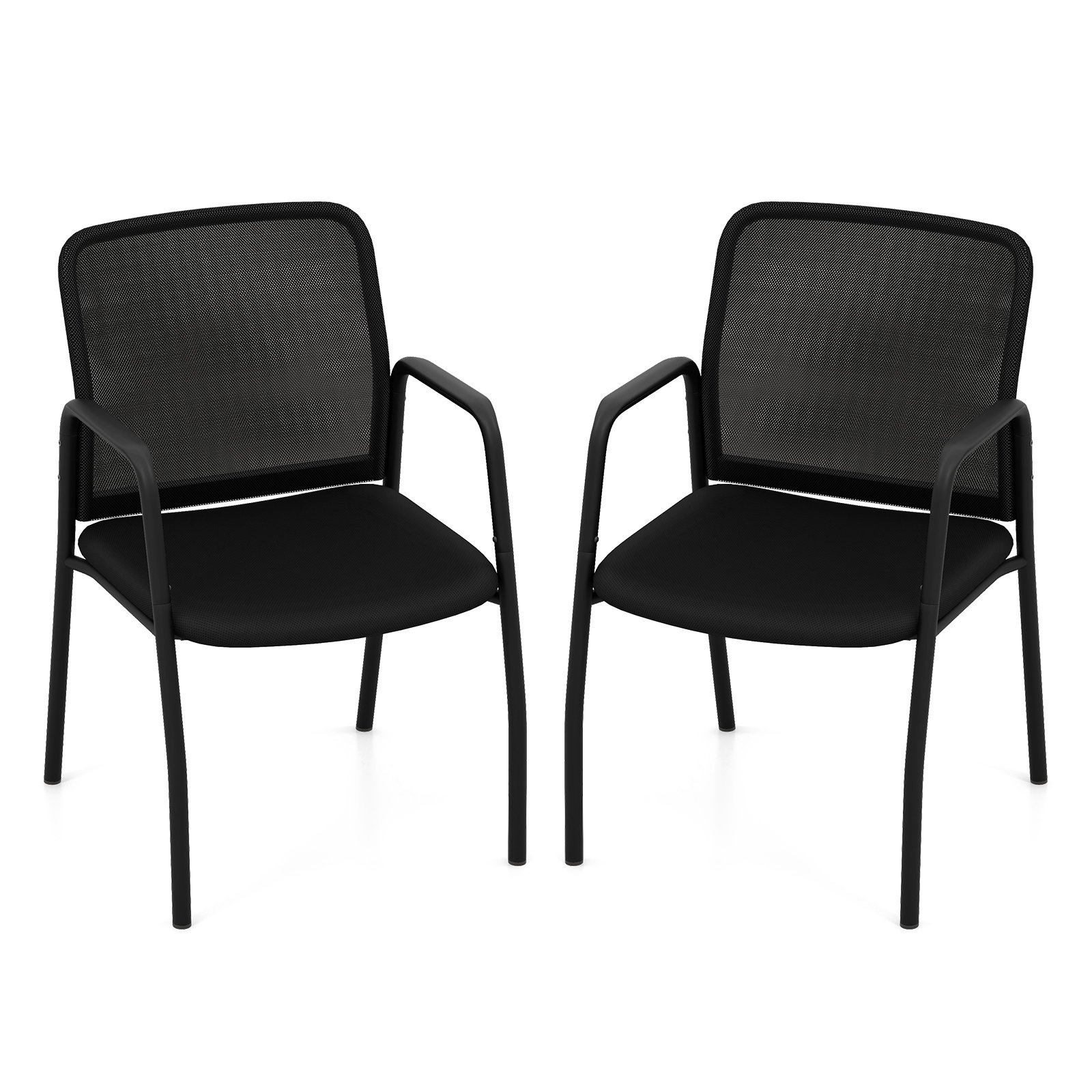 Office Guest Chairs with Ergonomic Mesh Backrest and Cushioned Seat-Black