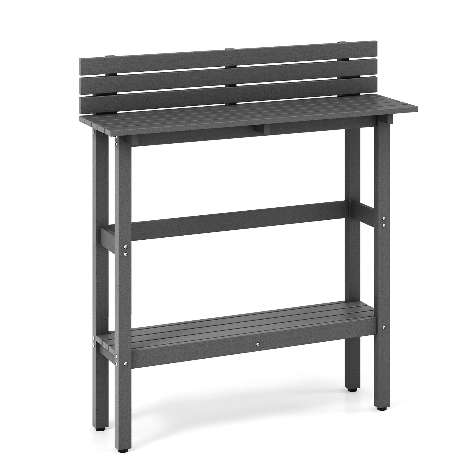 Outdoor Bar Table Patio Pub Height Counter Table with Storage Shelf-Grey