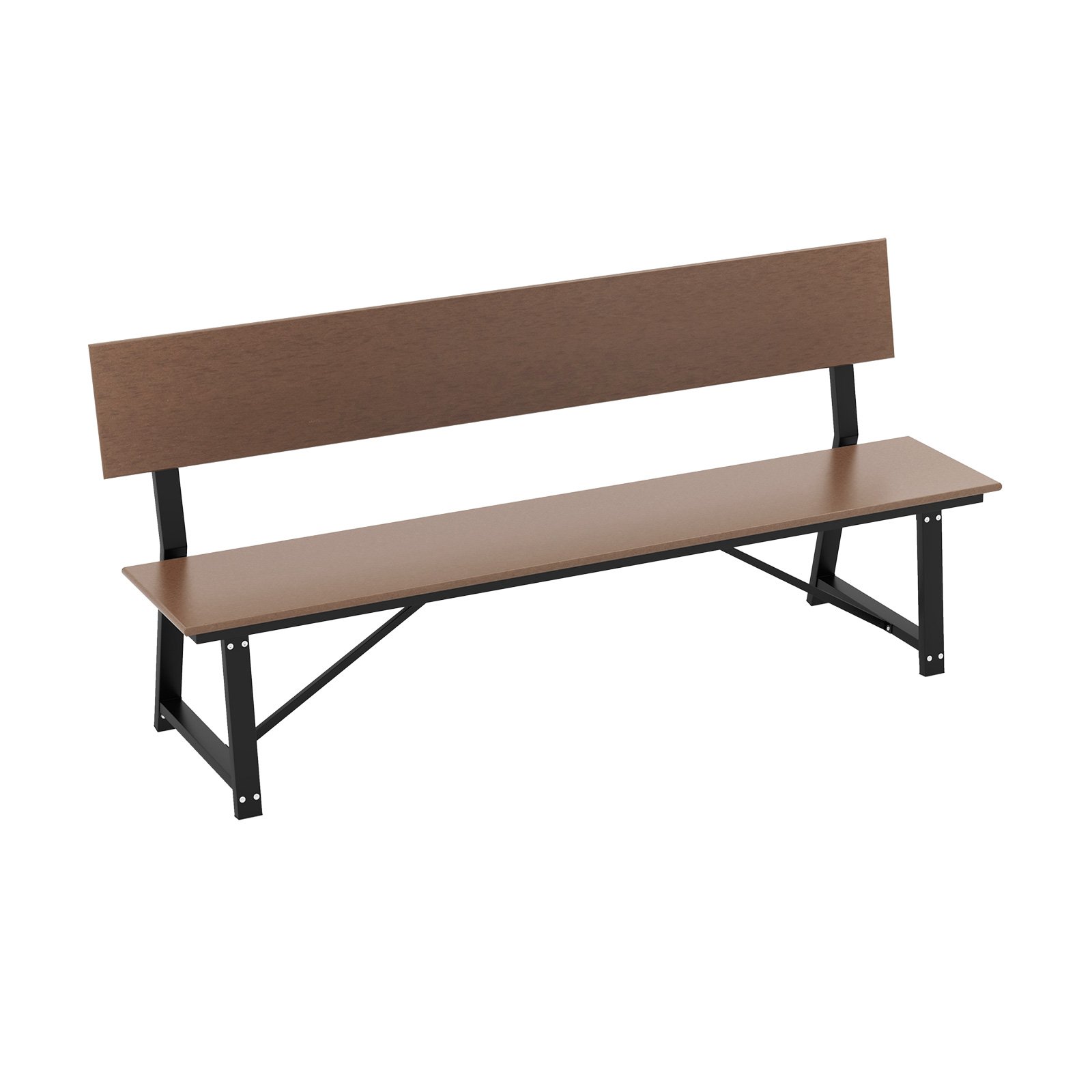 Outdoor Garden Bench with Weatherproof HDPE Backrest and Seat-Brown