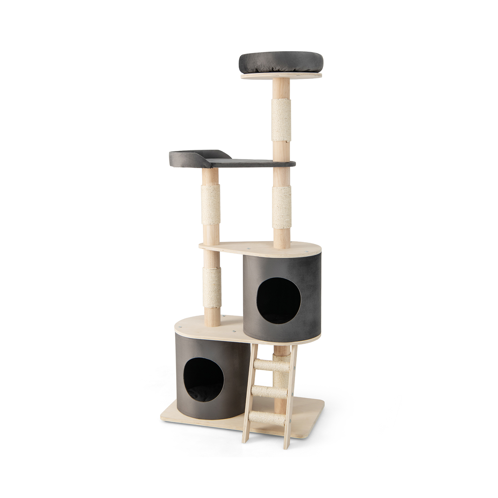 Multi-level Cat Furniture with 2 Cozy Condos-Grey