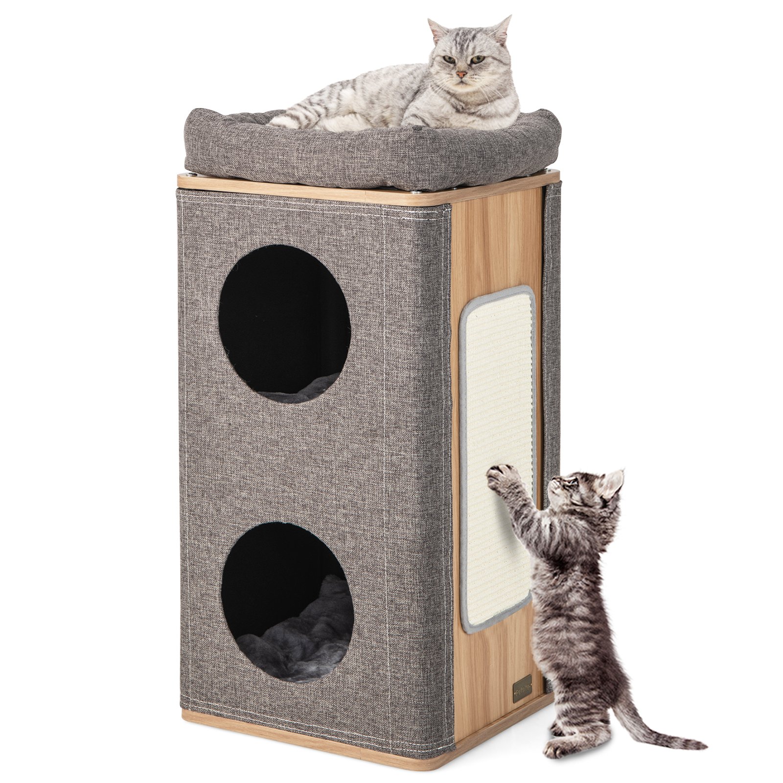 Modern Barrel-Shaped Cat Condo Furniture for Indoor Cats-Grey