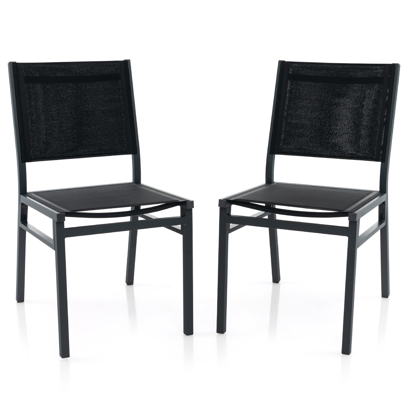 Patio Armless Chair with Breathable Seat and Backrest-2 Pieces