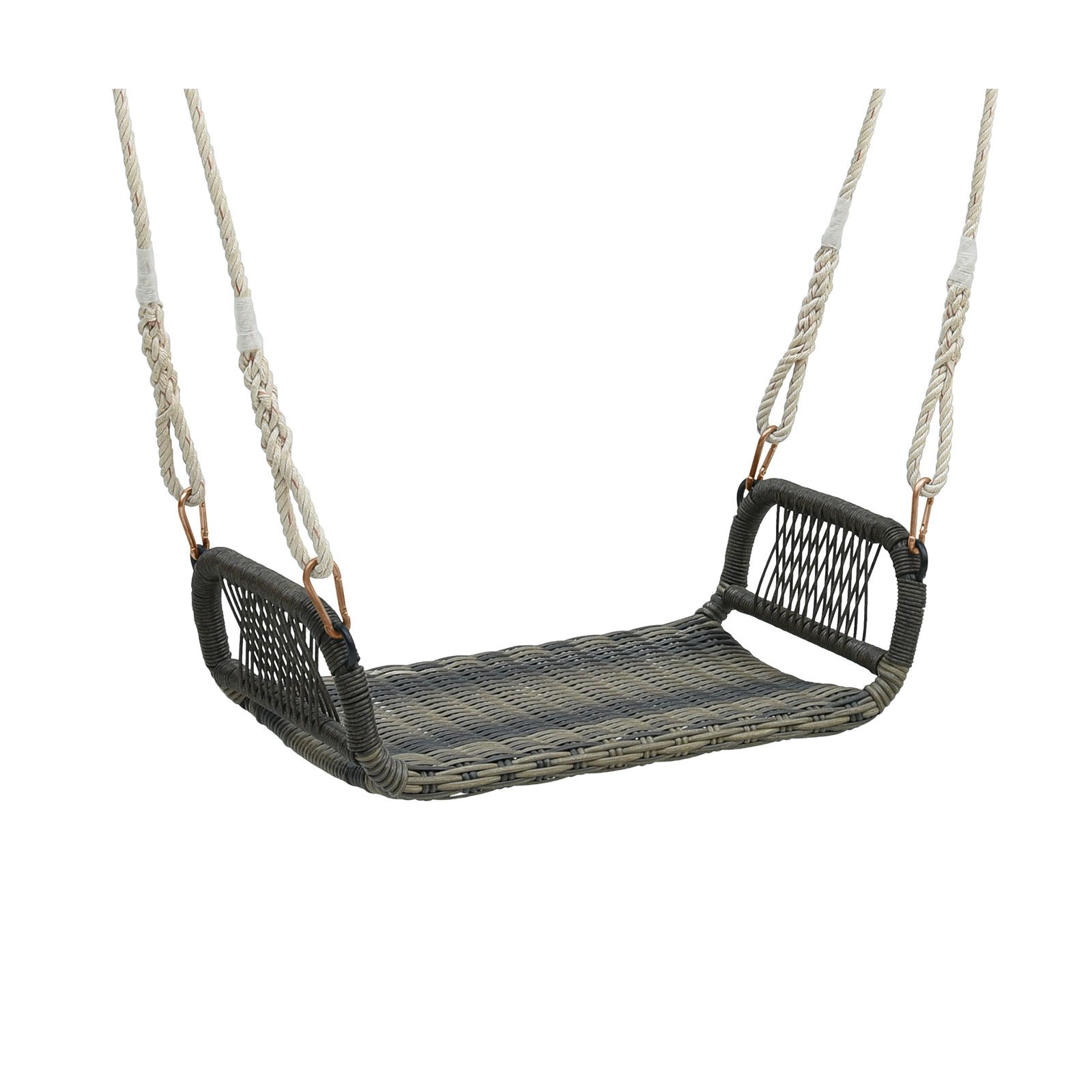 Patio Backless Rattan Swing Bench with Hanging Ropes