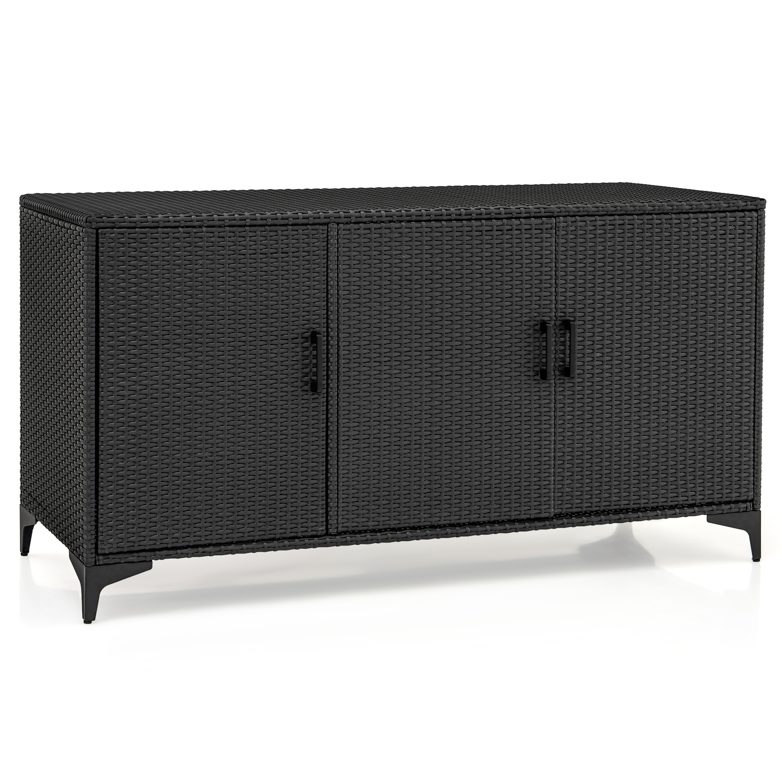 318 L Patio Wicker Storage Cabinet Deck Box with Removable Shelves-Black