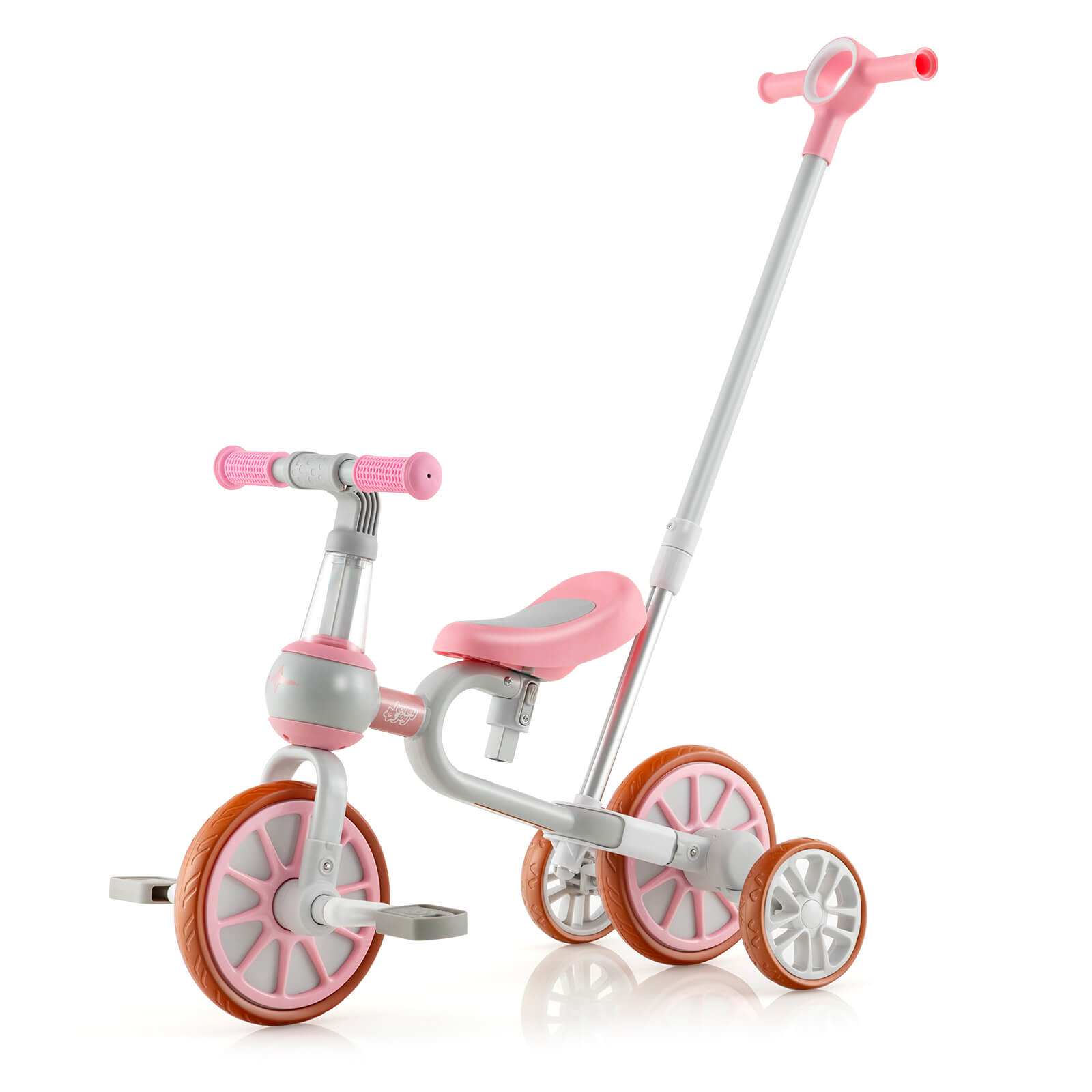 4-in-1 Multifunctional Kids Training Balance Trike wih Adjustable Push Handle-Pink