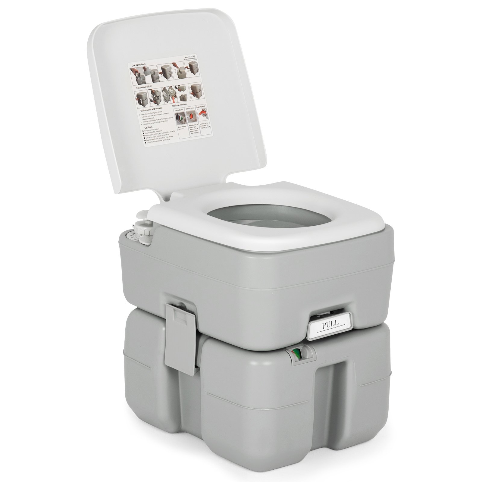 Outdoor Camping Toilet with 20 L Waste Tank & Flush Pump