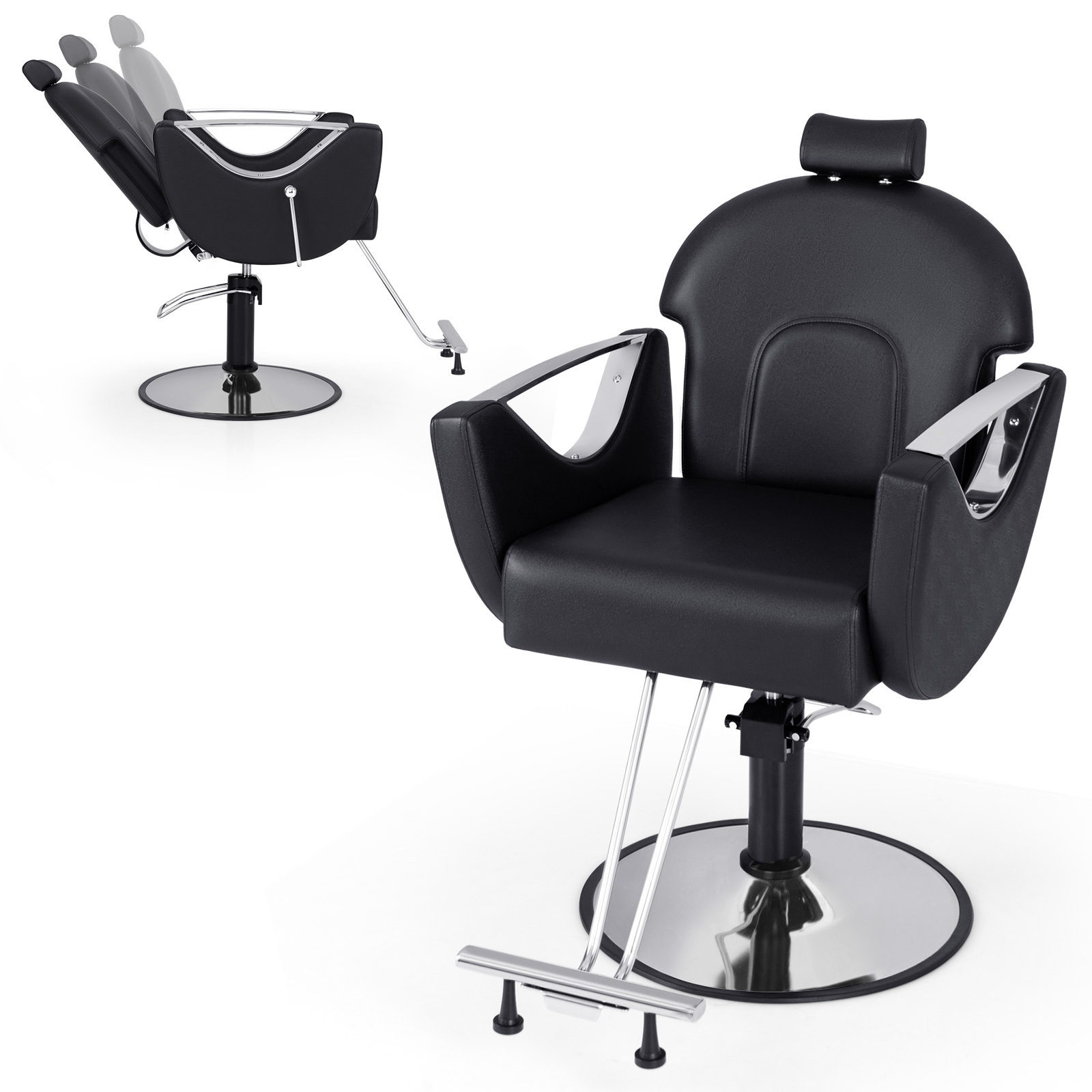 Reclining Salon Chair for Hair Stylist-Black