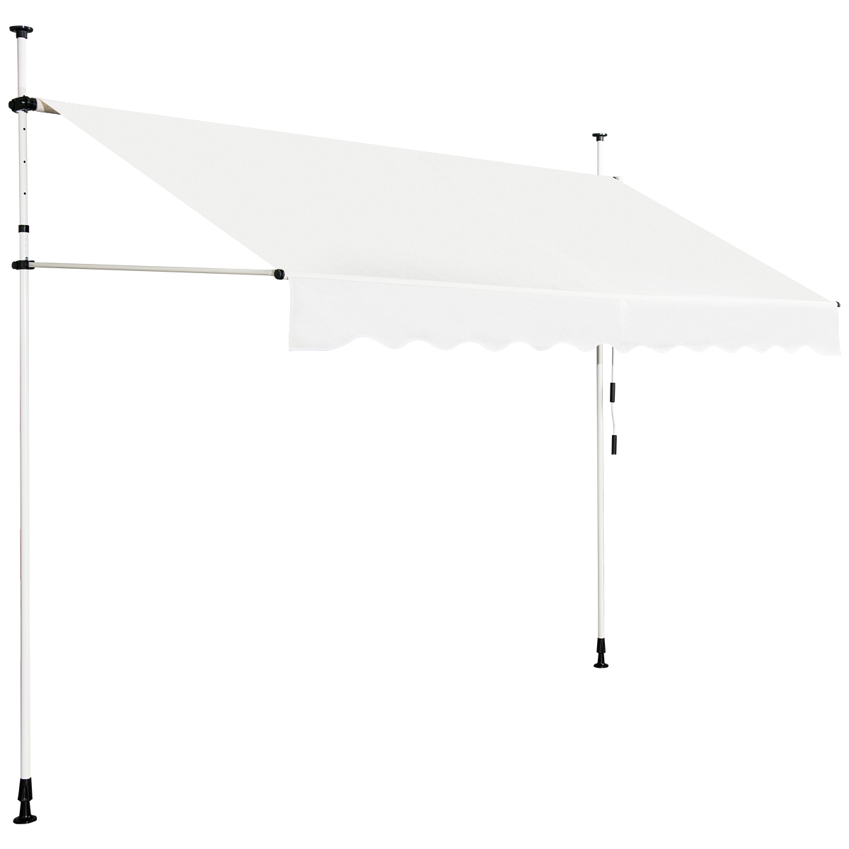 Retractable Telescopic Awning Sun Shade with Manual Crank Handle-Beige