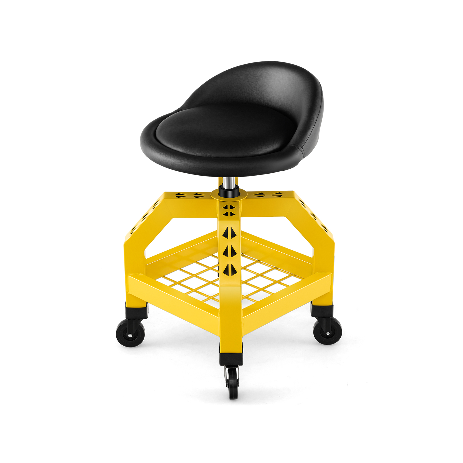 Rolling Seat Mechanic Stool Chair Height Adjustable with Tool Tray-Yellow