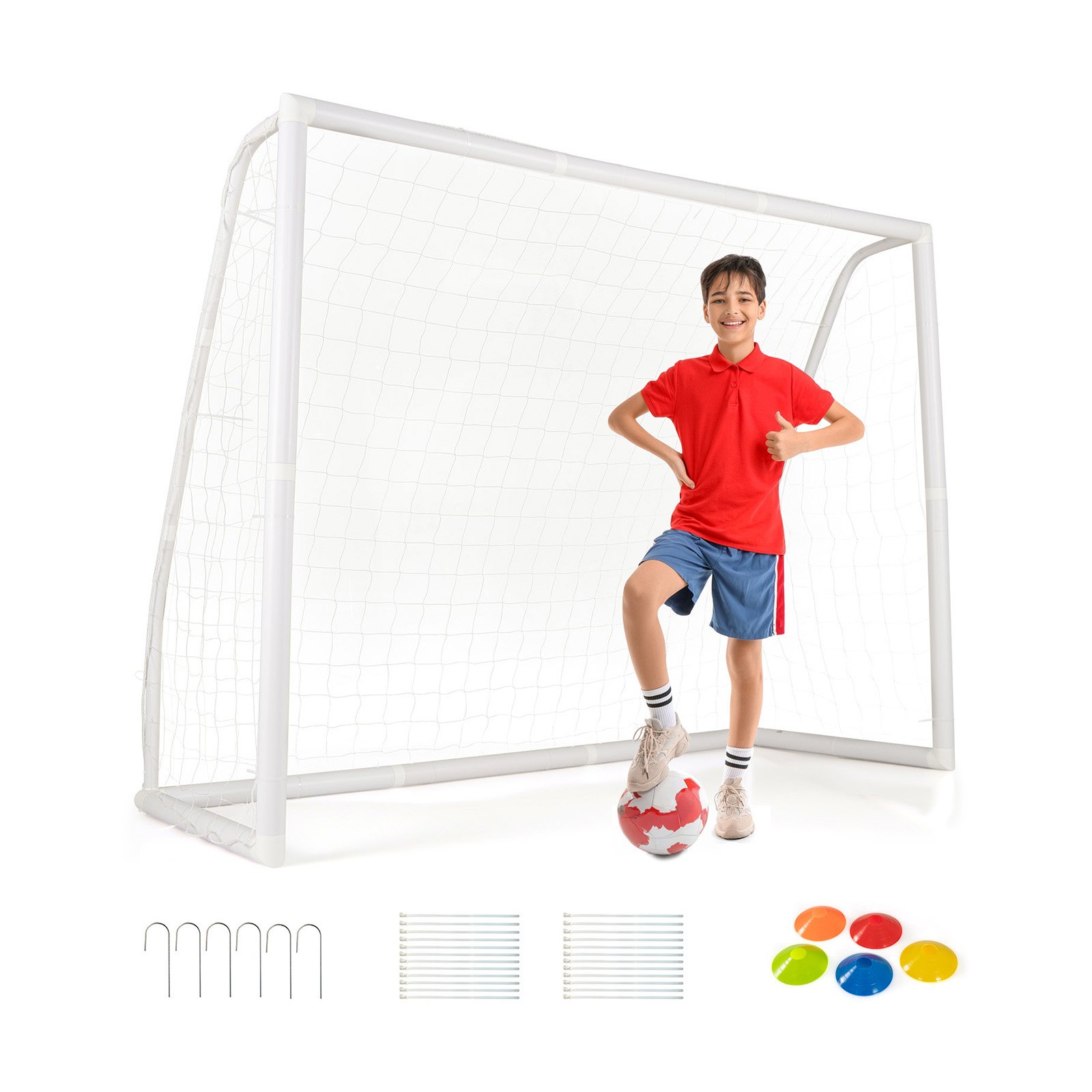 Adjustable Soccer Goal Football Training Equipment with 5 Soccer Training Cones