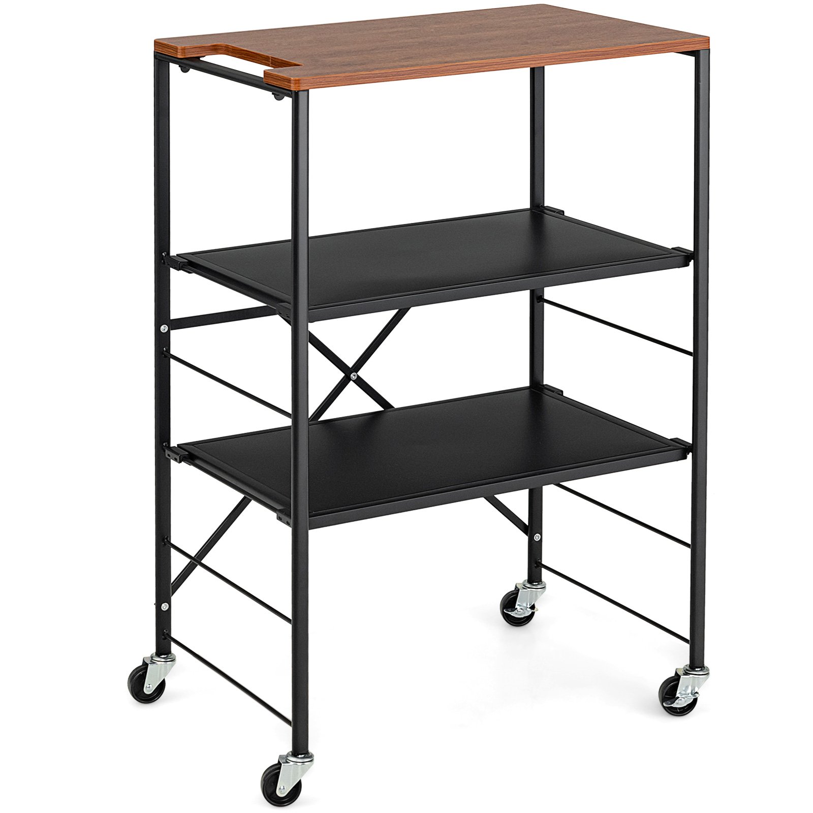 Foldable Frame and Lockable Casters-Black