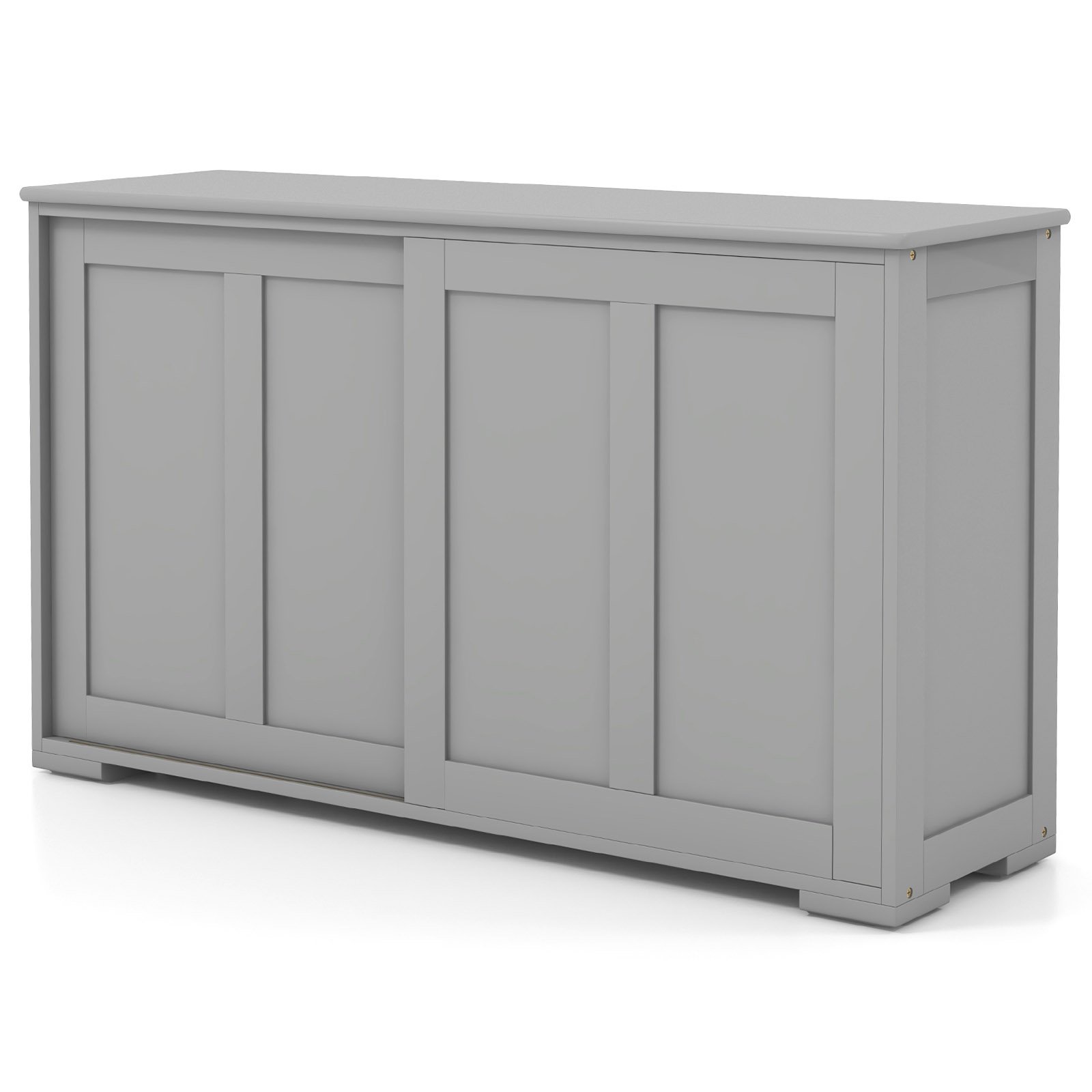 Storage Sideboard with Sliding Door and Double Partition-Grey