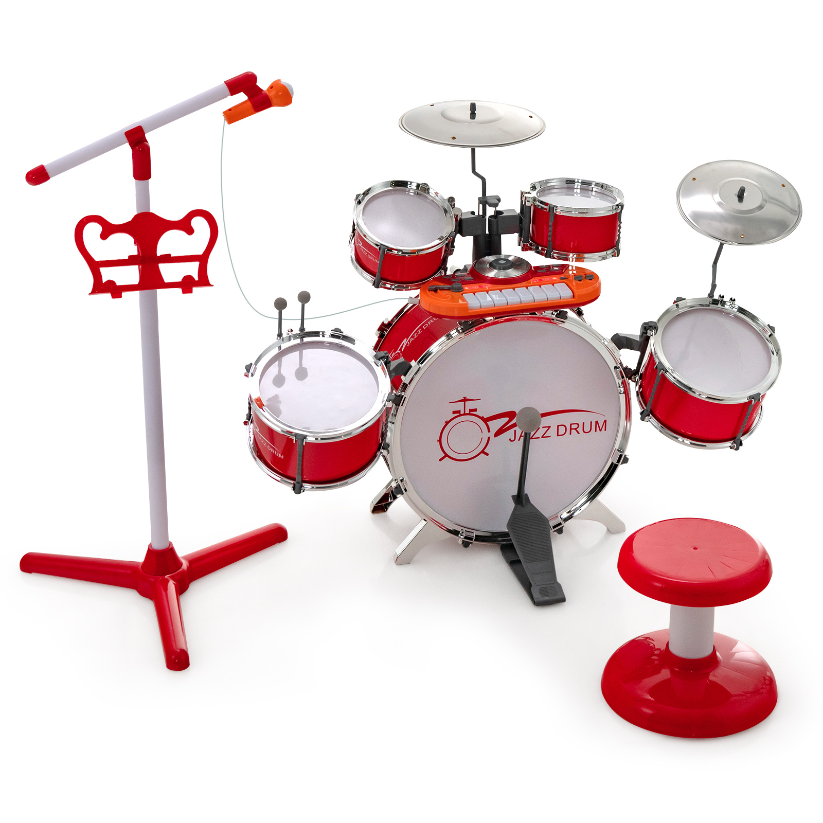 Microphone and 2 Drumsticks-Red