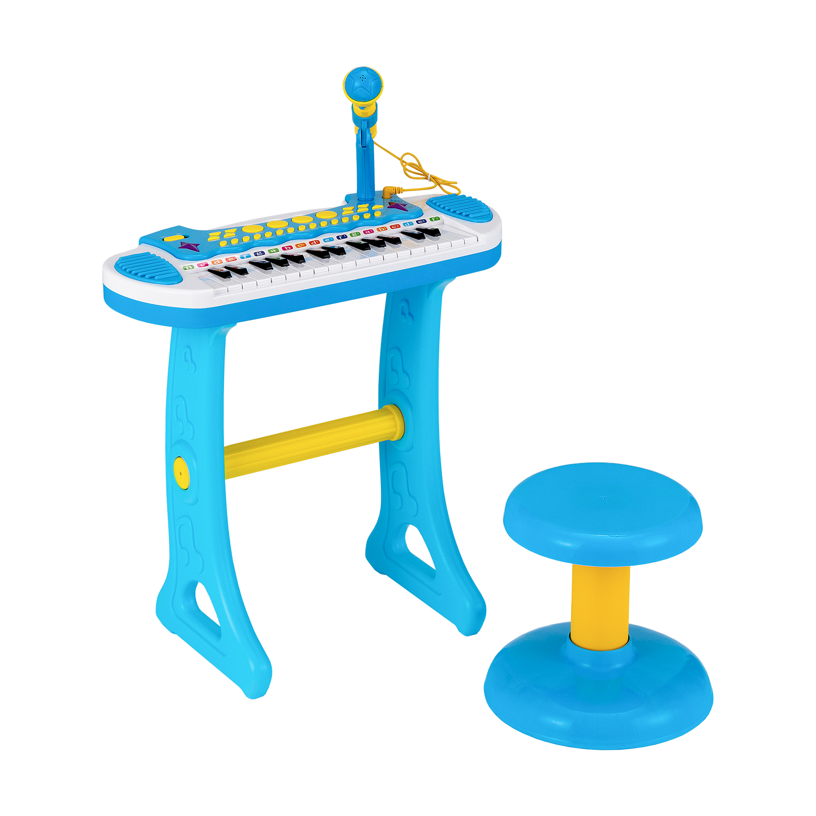 31-Key Kids Electronic Keyboard with Stool and Flashing Lights-Blue