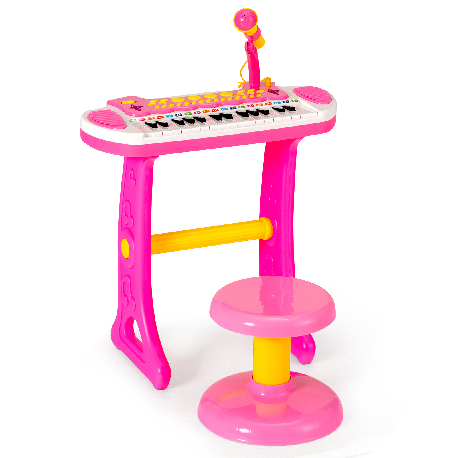 31-Key Kids Electronic Keyboard with Stool and Flashing Lights-Pink