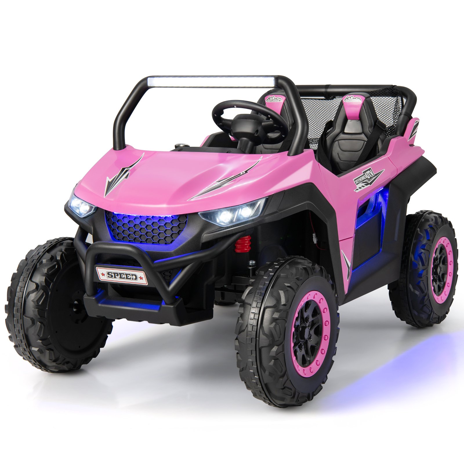 12V Electric Truck Car with Remote Controland Battery Powered UTV-Pink