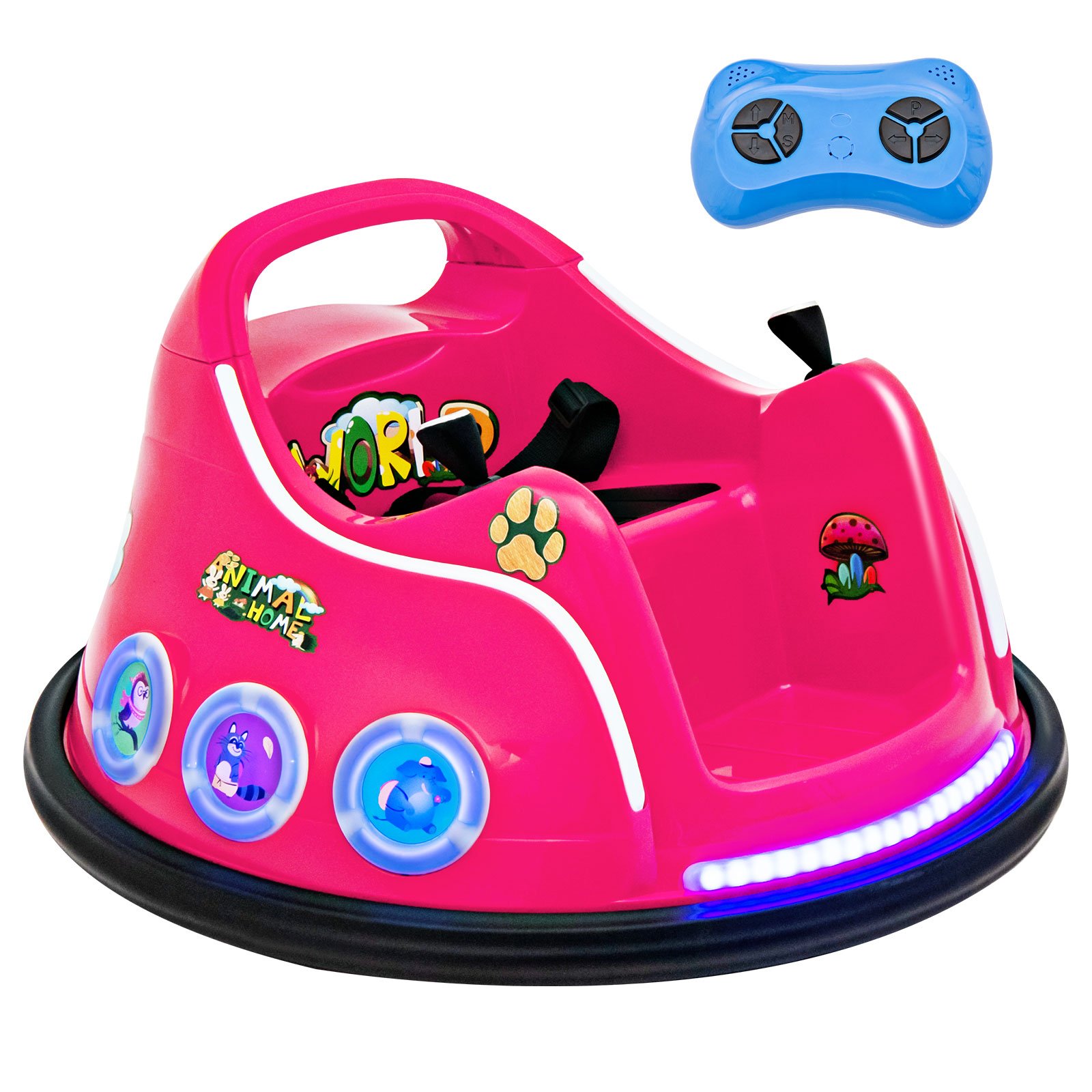 Electric Bumper Car with 360° Spin and Remote Control for Toddlers and Babies-Pink