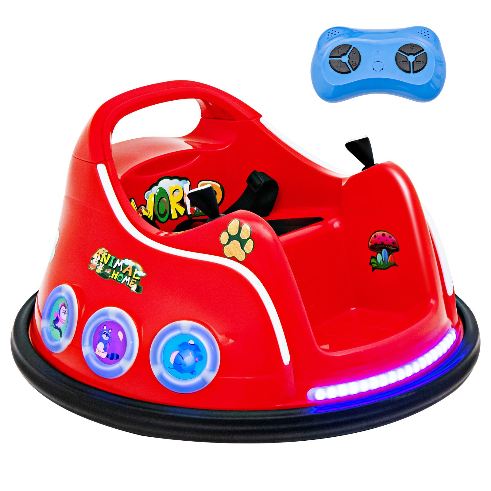 Electric Bumper Car with 360° Spin and Remote Control for Toddlers and Babies-Red