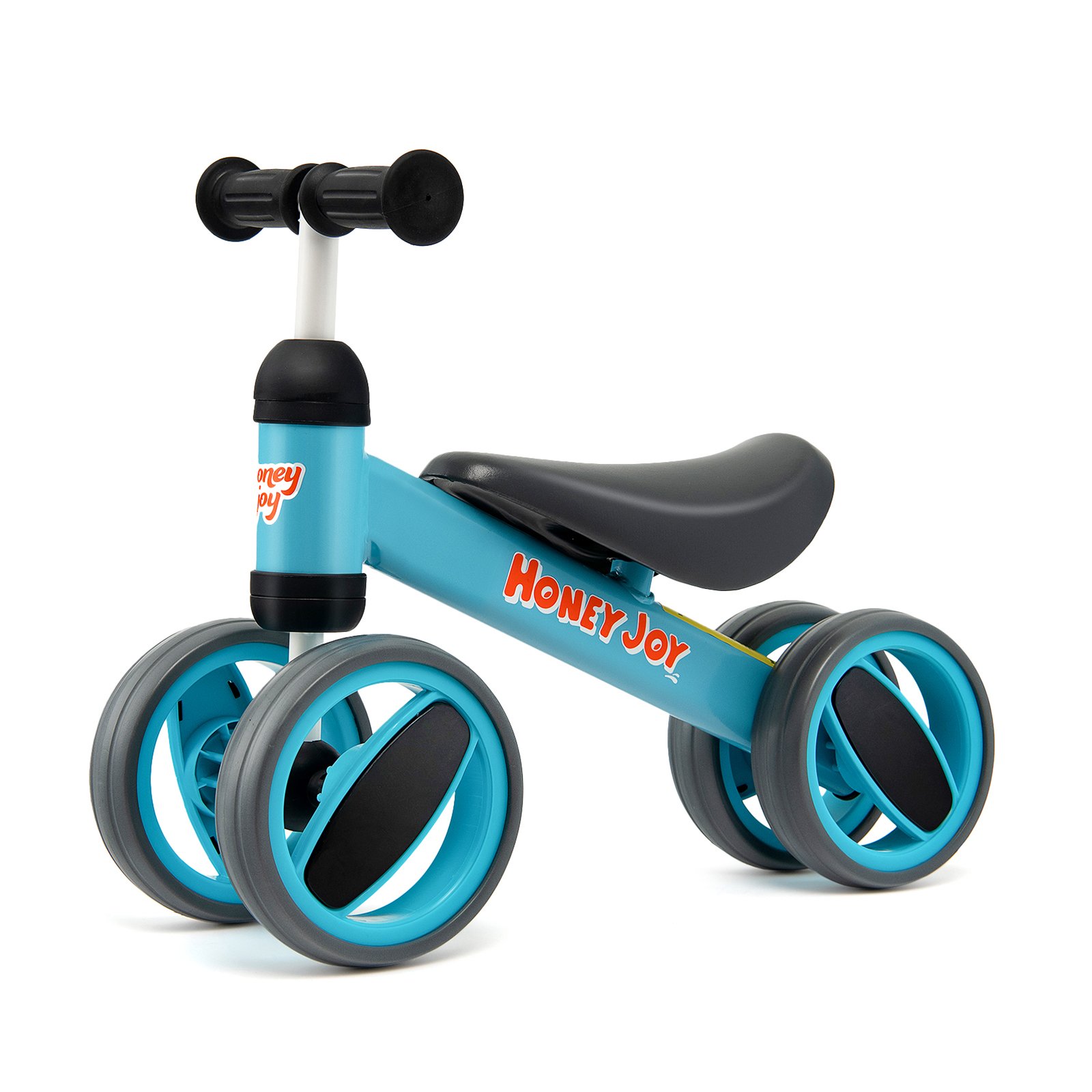 Baby Balance Bike with 4 Wheels and Limited Steering-Blue