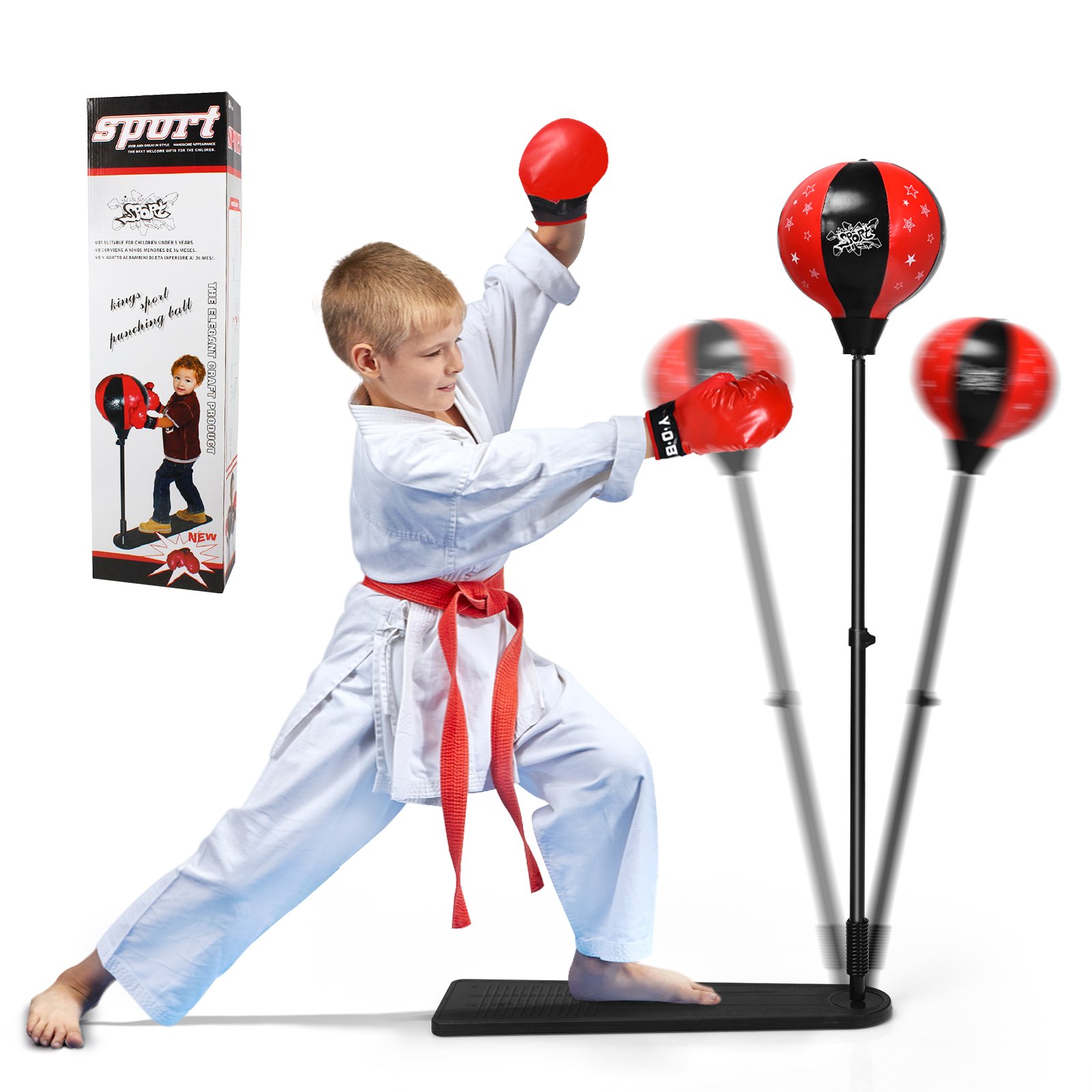 Freestanding Height Adjustable Kids Punching Bag with Stand and Air Pump